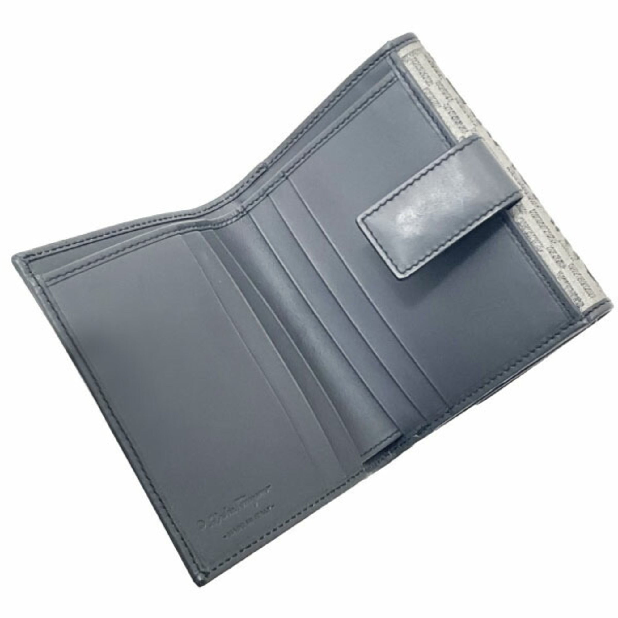 Salvatore Ferragamo Gray Canvas Leather Wallet (Bi-Fold) (Pre-Owned)