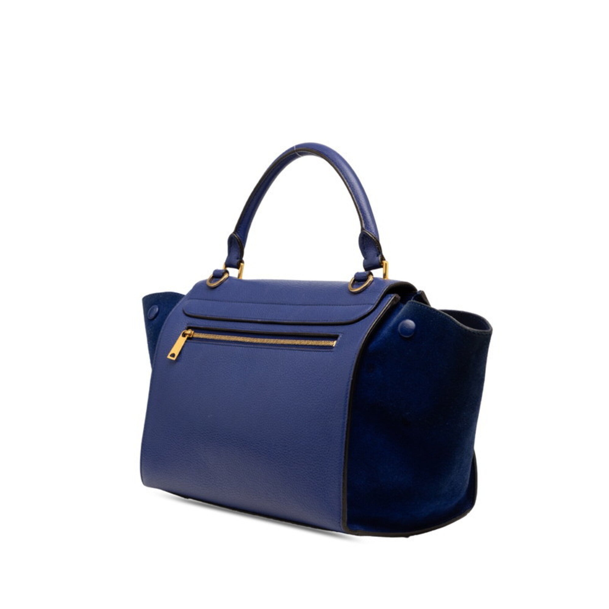 Celine Blue Suede Leather Handbag Shoulder Bag (Pre-Owned)