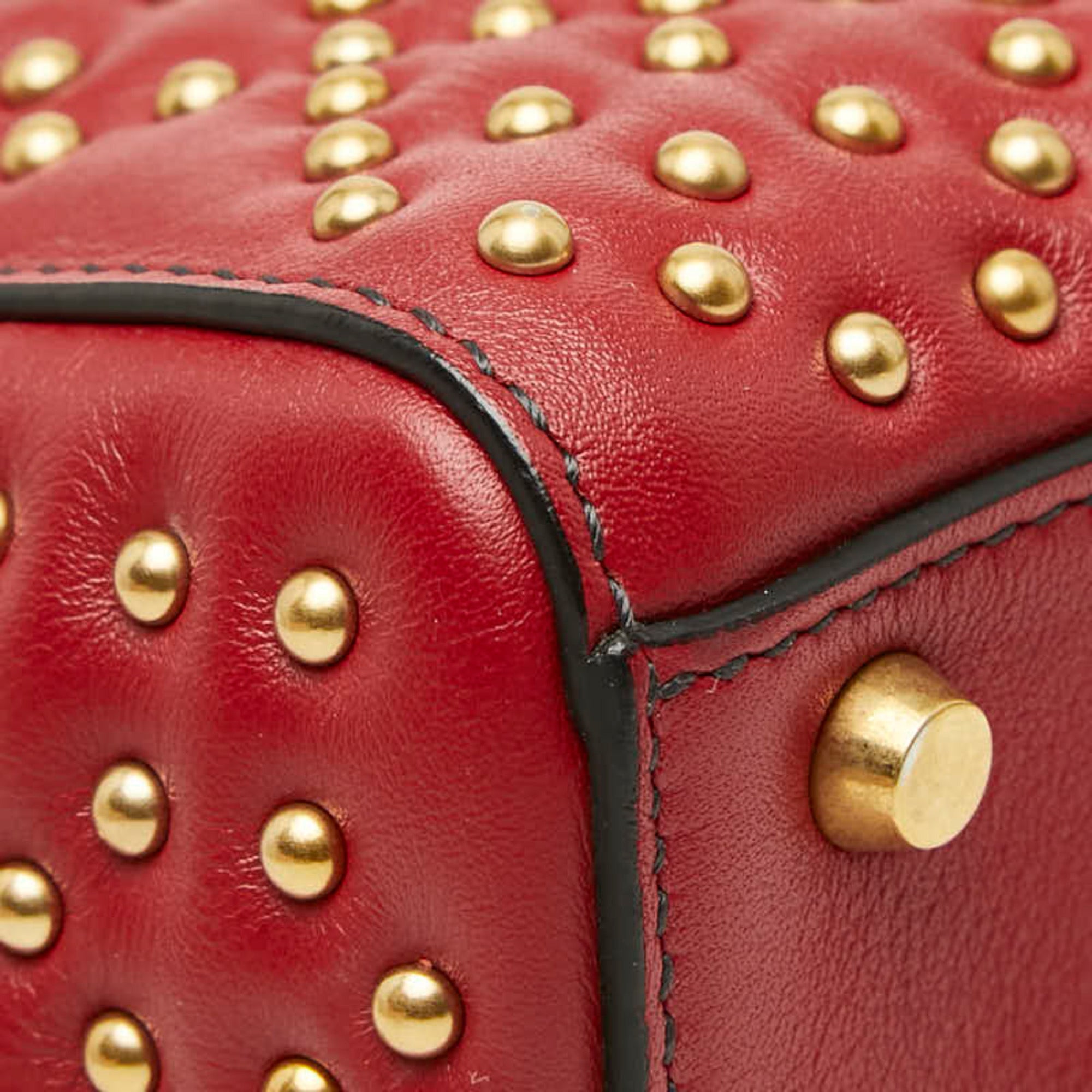 Christian Dior Red Color Leather Handbag Shoulder Bag (Pre-Owned)
