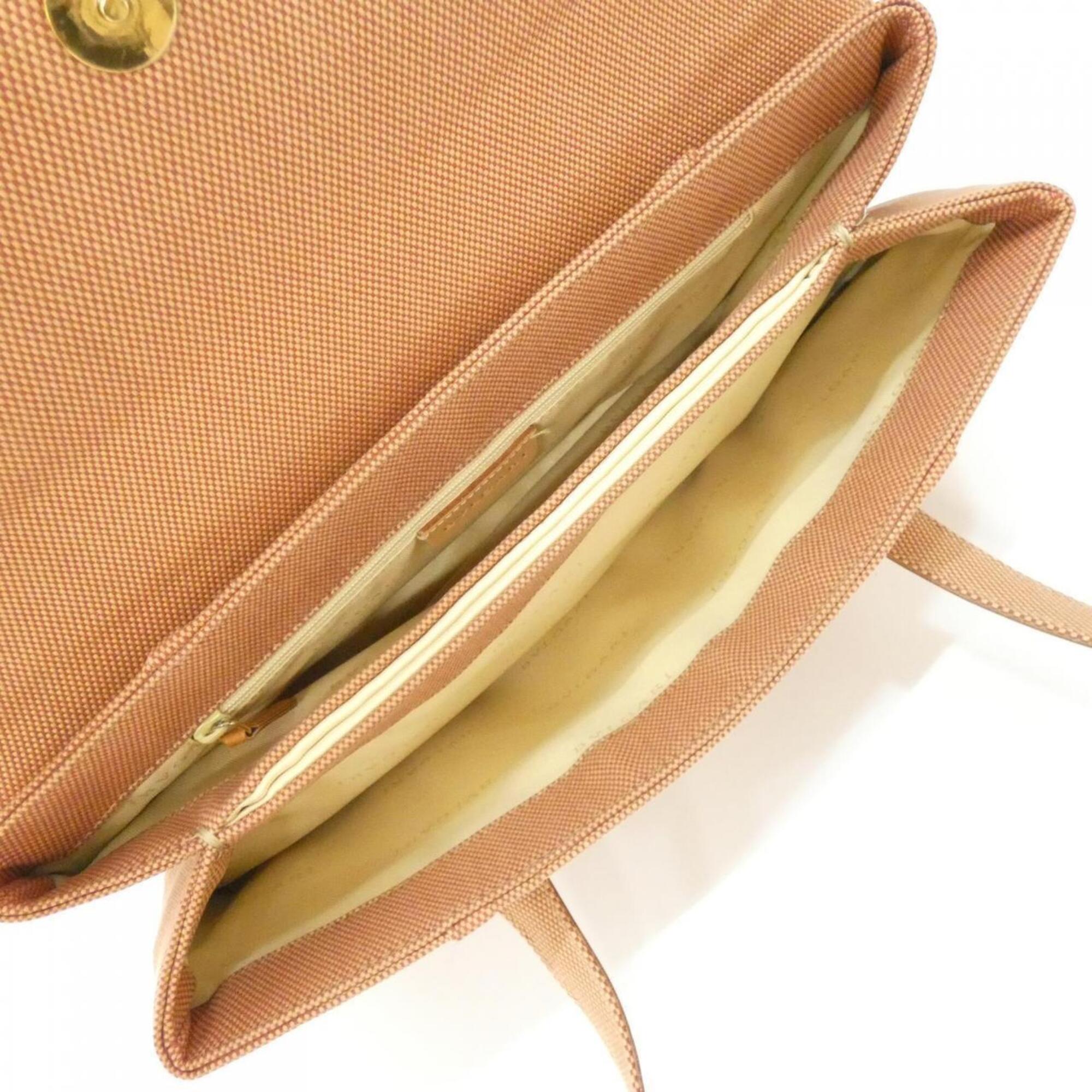 Bvlgari Beige Orange Canvas Leather Shoulder Bag (Pre-Owned)