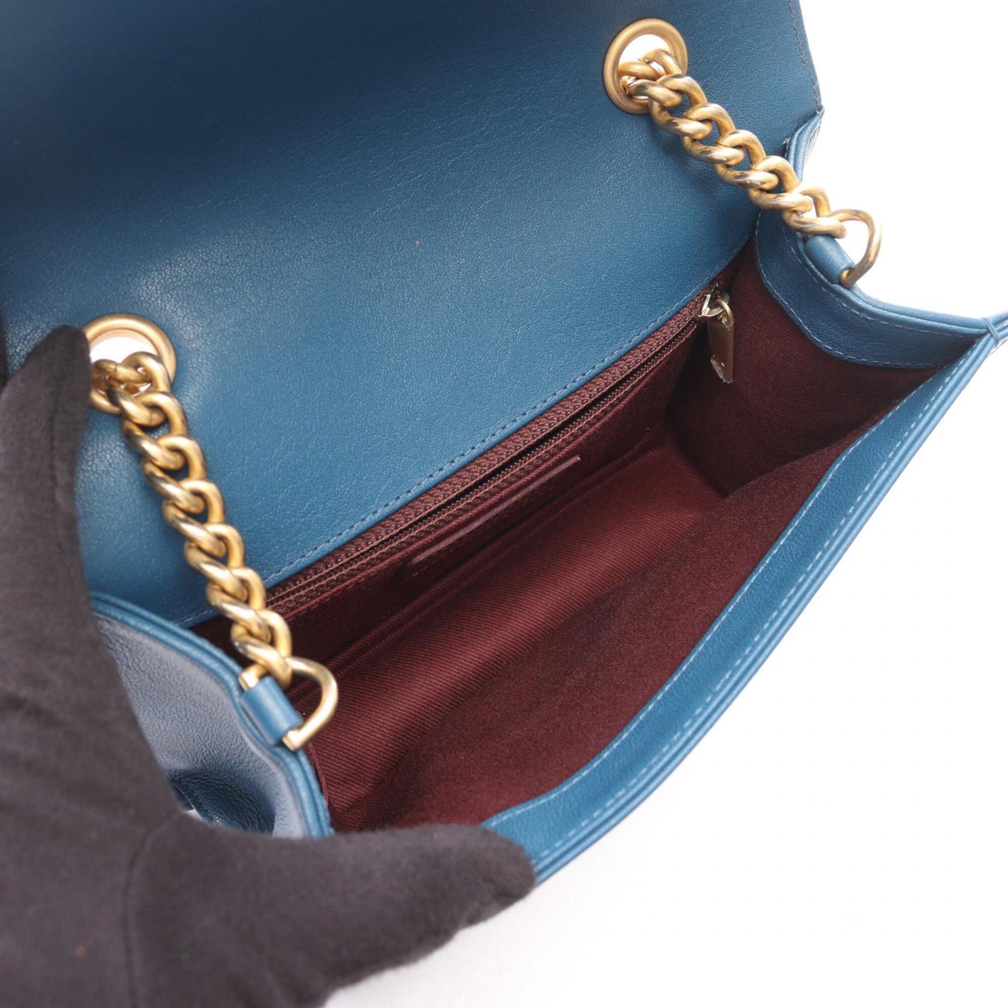 Chanel Blue Grained Calfskin Handbag Shoulder Bag (Pre-Owned)