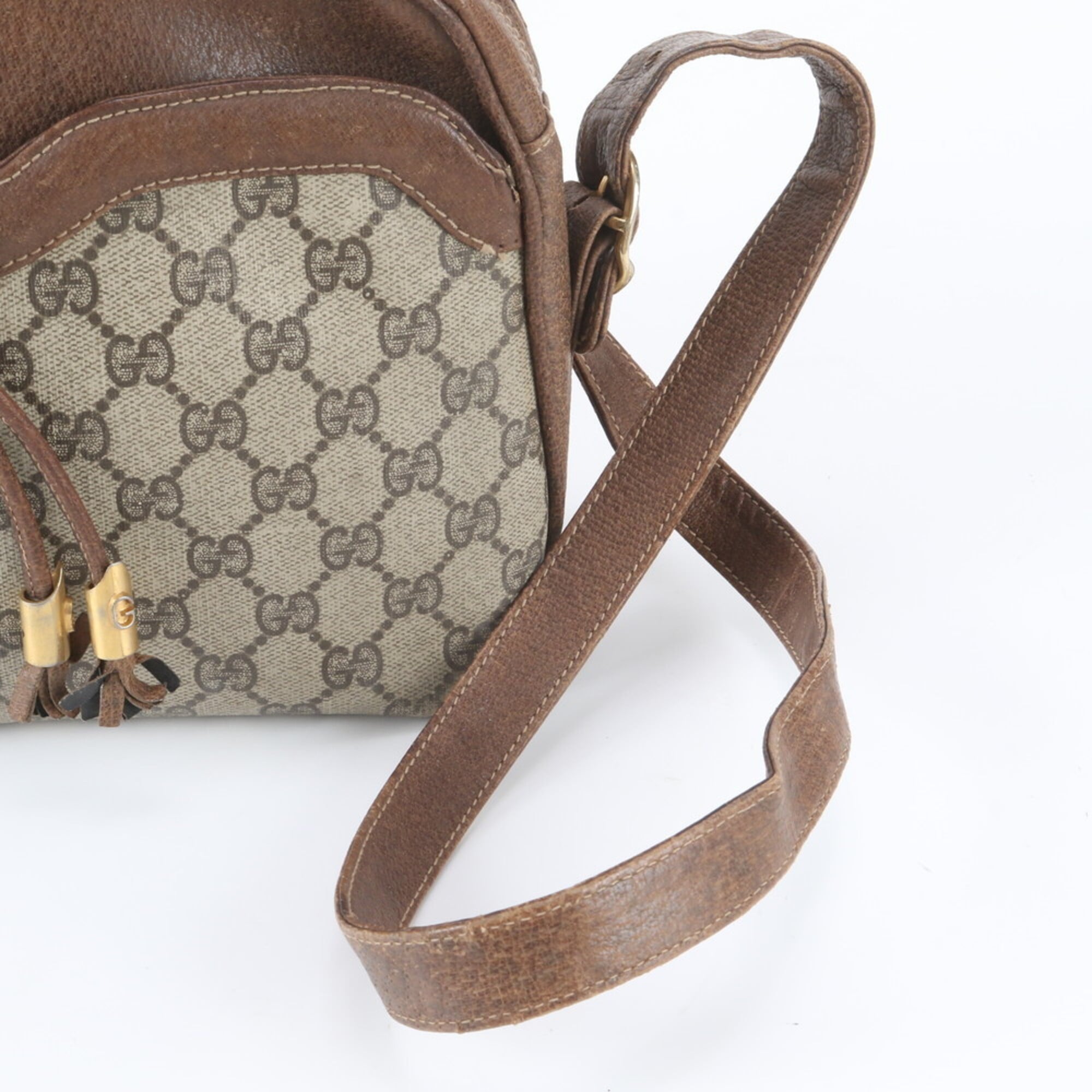 Gucci Beige Brown Leather Coated Canvas Handbag Shoulder Bag Tote Bag (Pre-Owned)