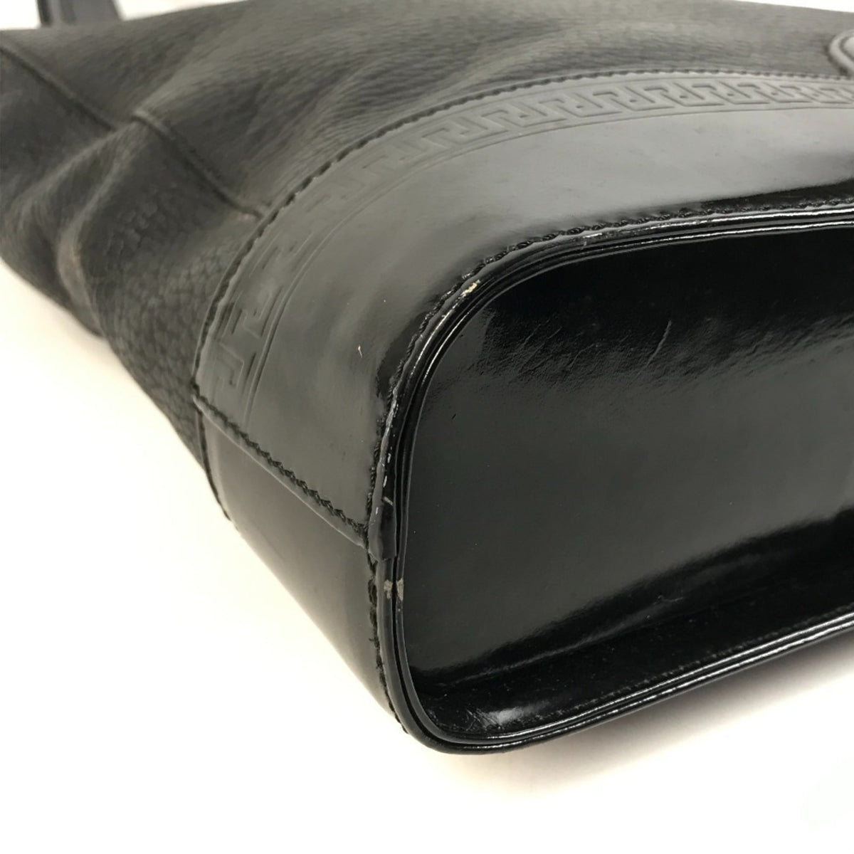 Versace Black Leather Shoulder Bag Tote Bag (Pre-Owned)