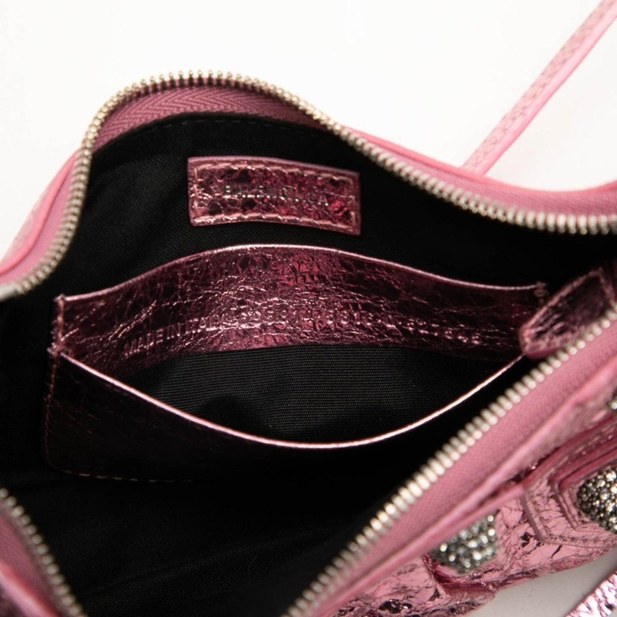Balenciaga Metallic Pink Leather Rhinestone Handbag Shoulder Bag (Pre-Owned)