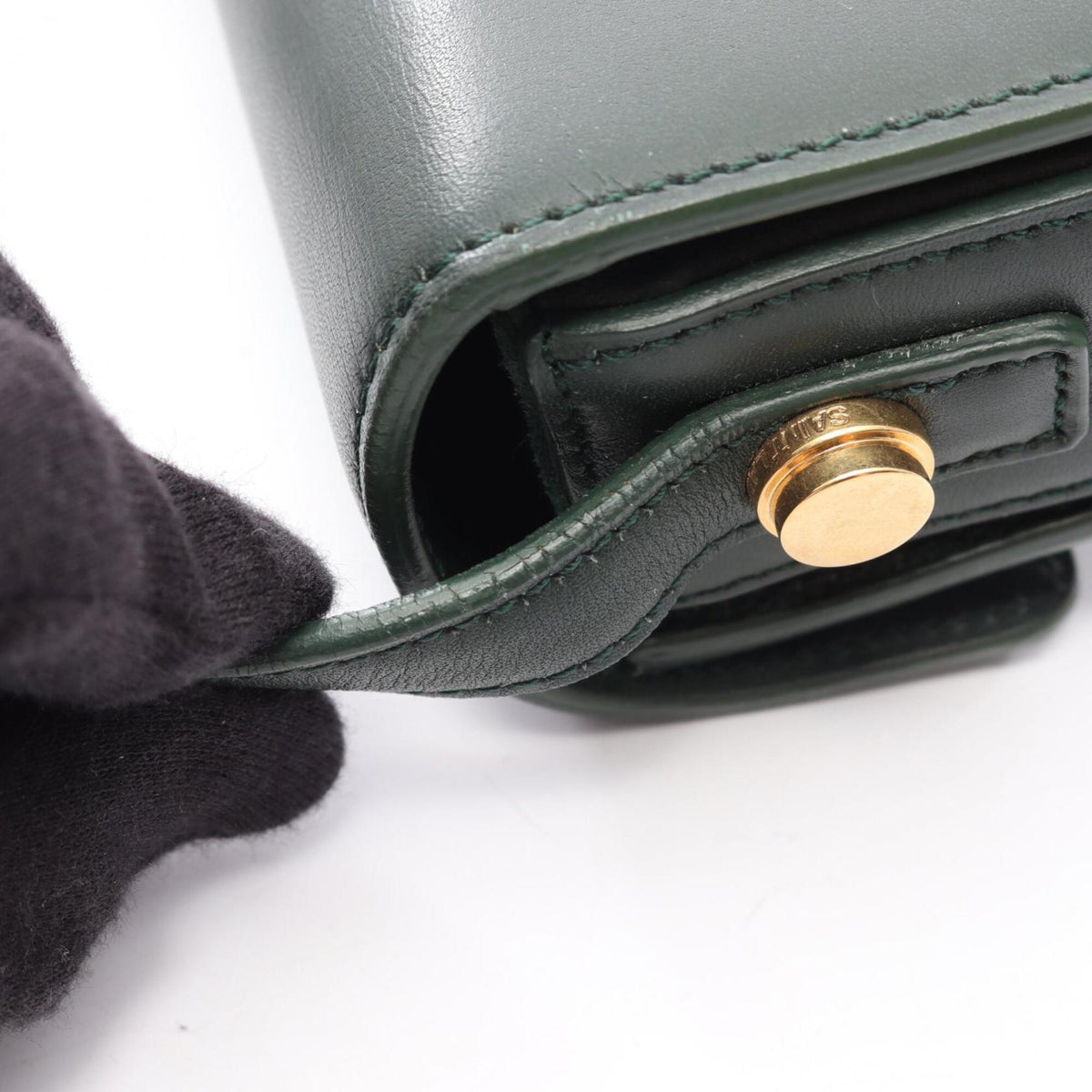 Yves Saint Laurent Green Leather Handbag Shoulder Bag (Pre-Owned)
