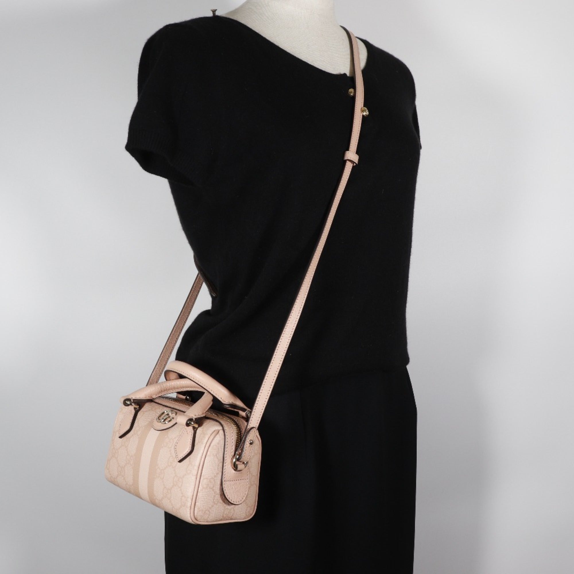 Gucci Ophidia Dusty Pink Gg Supreme Handbag (Pre-Owned)
