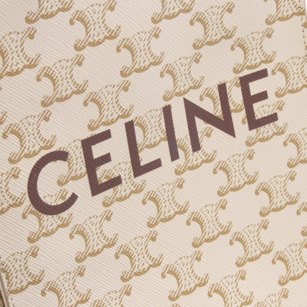 Celine Brown White Coated Canvas Leather Handbag (Pre-Owned)