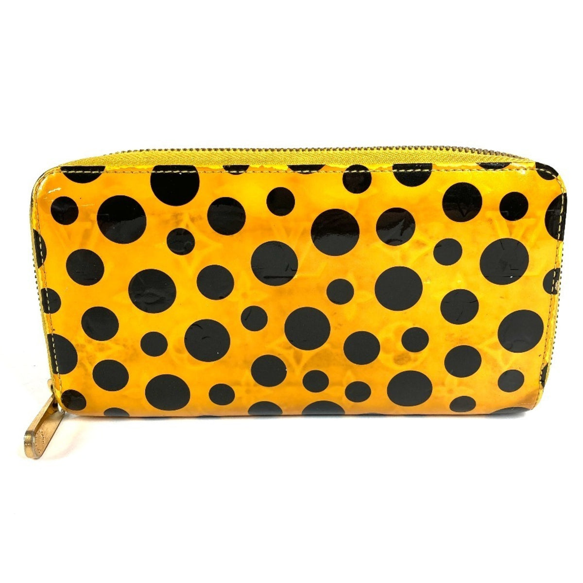 Louis Vuitton Dot Infinity (Yayoi Kusama) Black Yellow Patent Leather Long Wallet (Bi-Fold) (Pre-Owned)