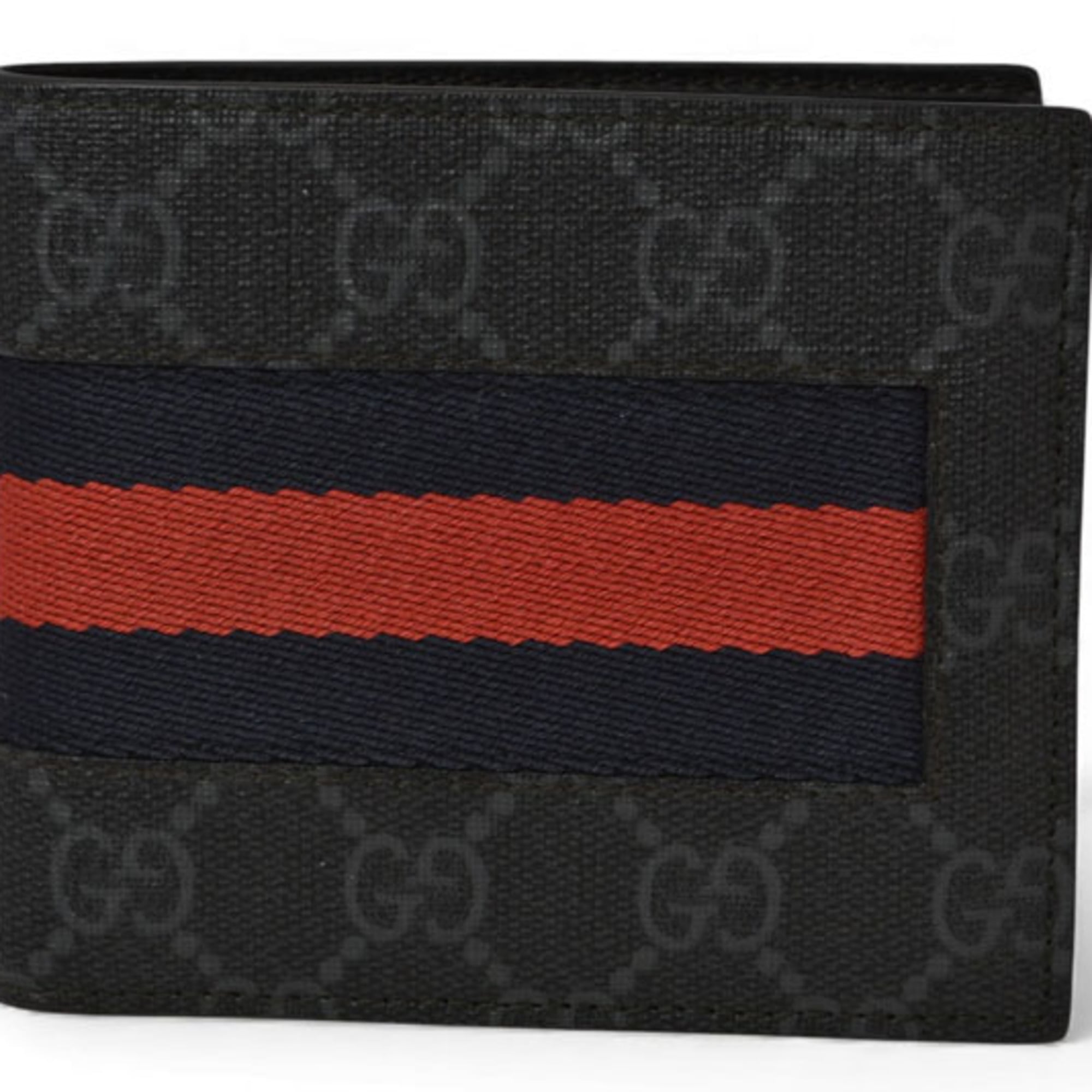 Gucci Gray Navy Red Color Pvc Wallet (Bi-Fold) (Pre-Owned)