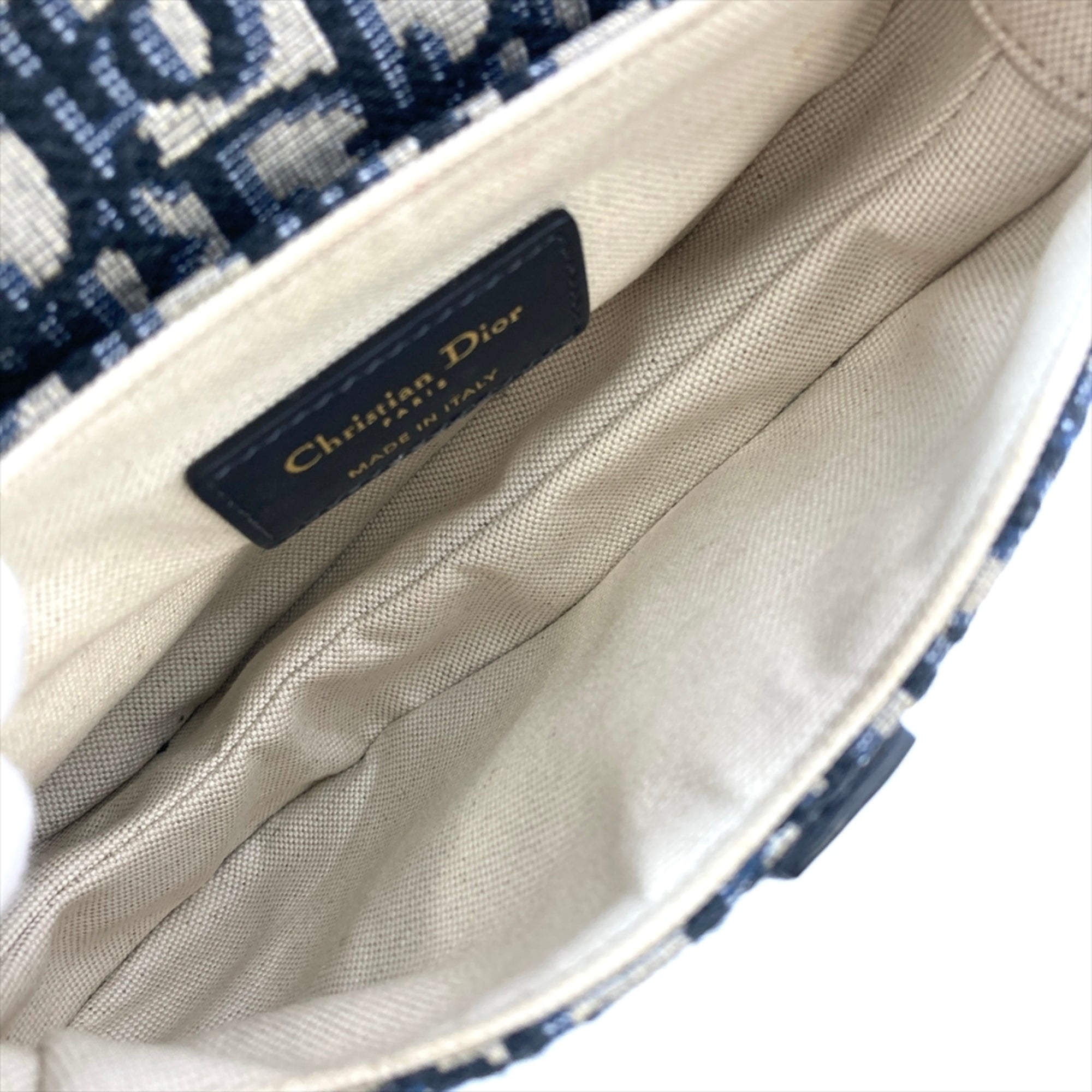 Christian Dior Navy Canvas Saddle Bag Shoulder Bag (Pre-Owned)