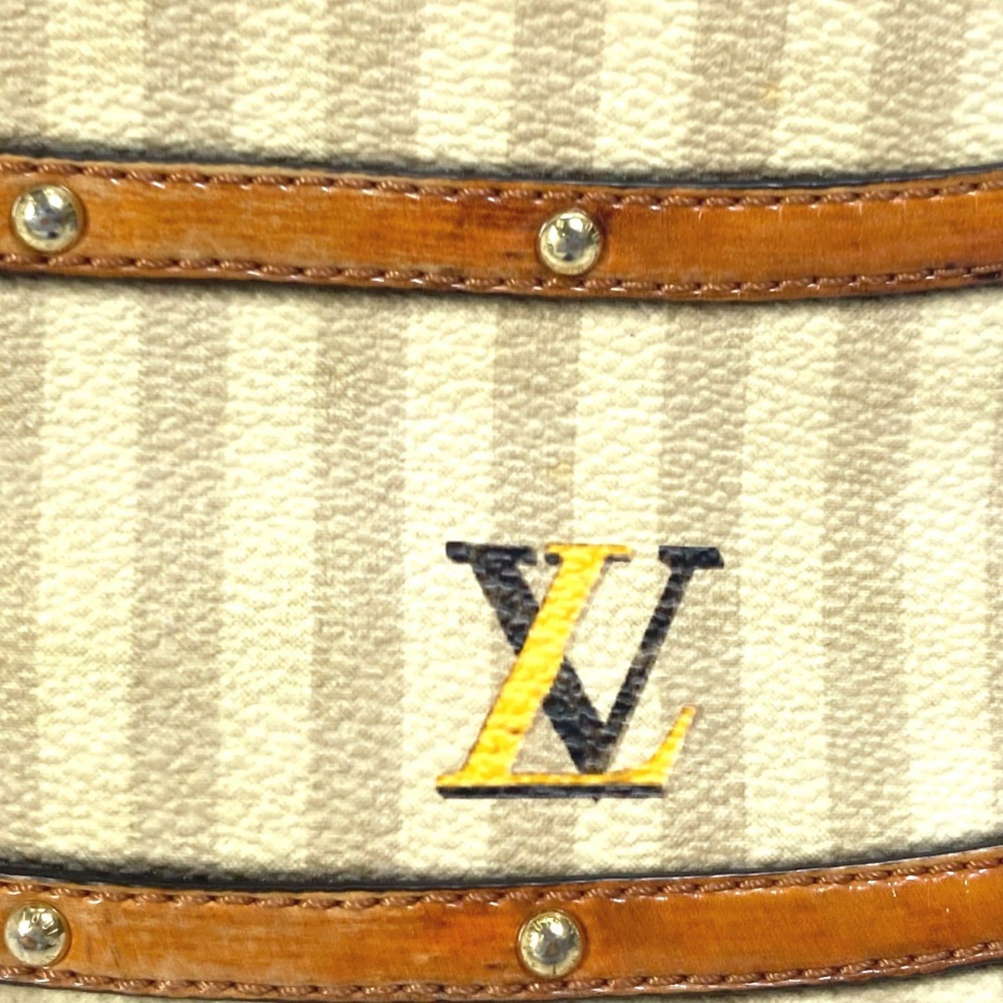 Louis Vuitton Beige Black Canvas Leather Handbag (Pre-Owned)