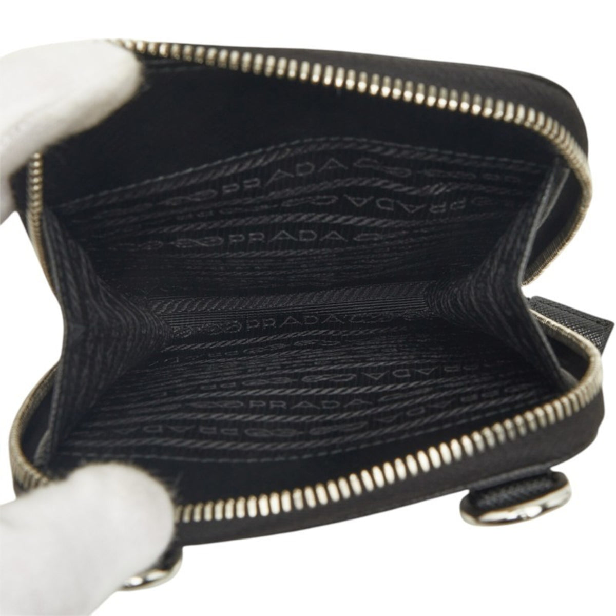 Prada Black Saffiano Triangle Leather Shoulder Bag (Pre-Owned)