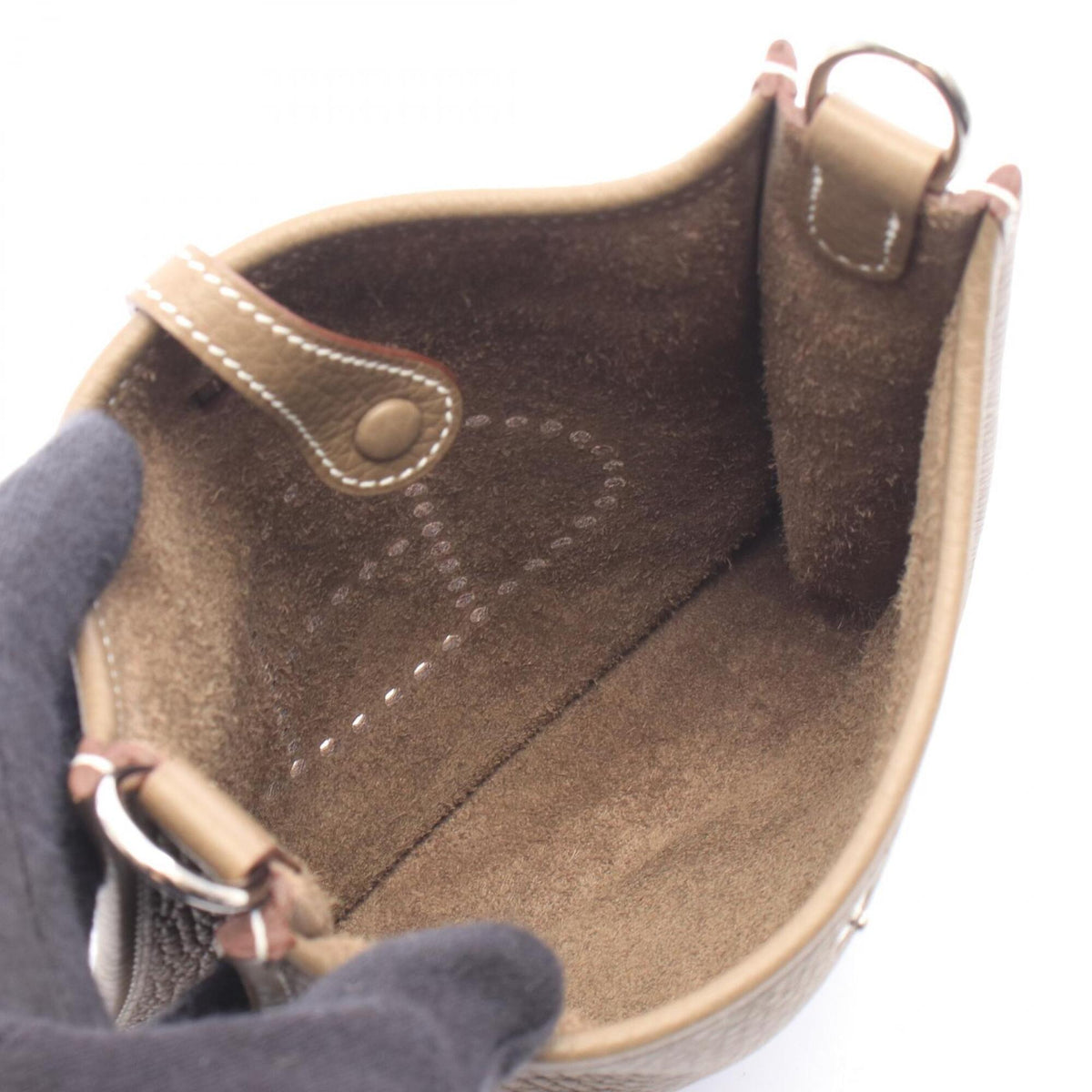 Hermes Etoupe Gray Taurillon Clemence Leather Handbag Shoulder Bag (Pre-Owned)