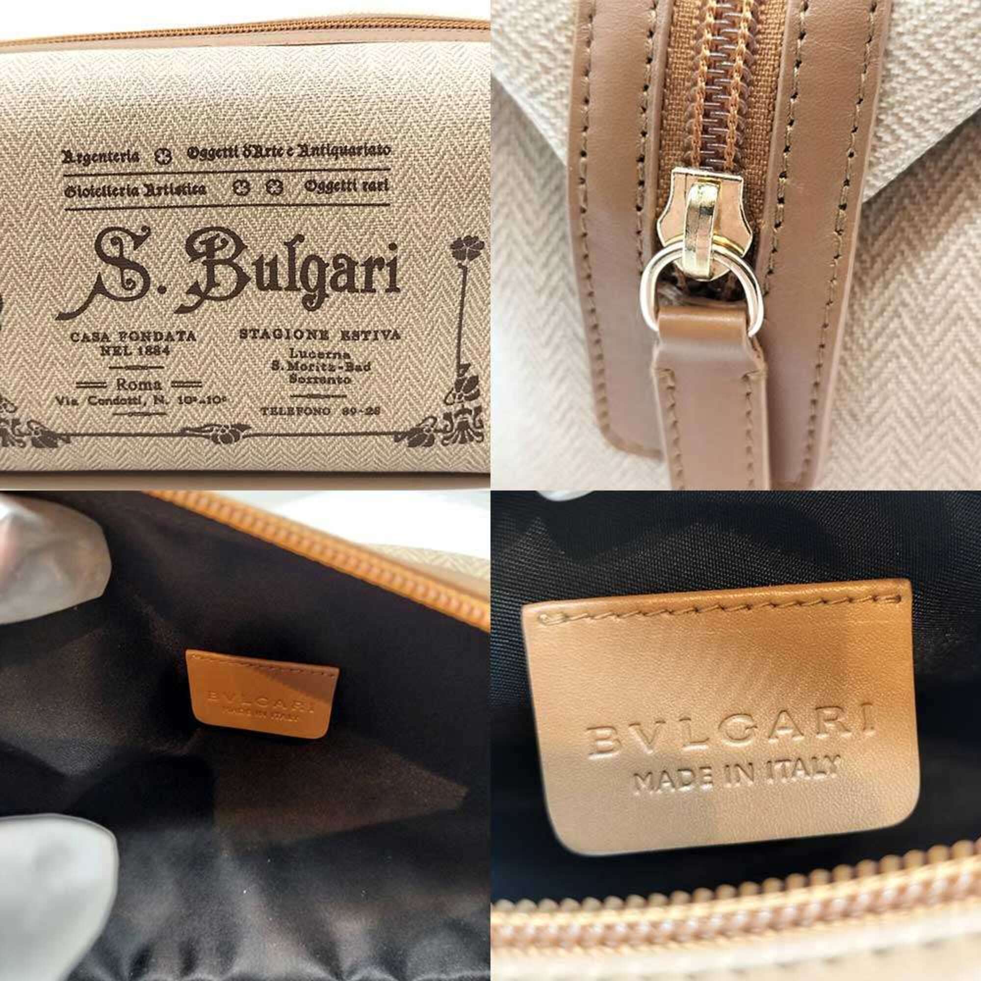 Bvlgari Collezione Beige Pvc Leather Clutch Bag Pouch (Pre-Owned)