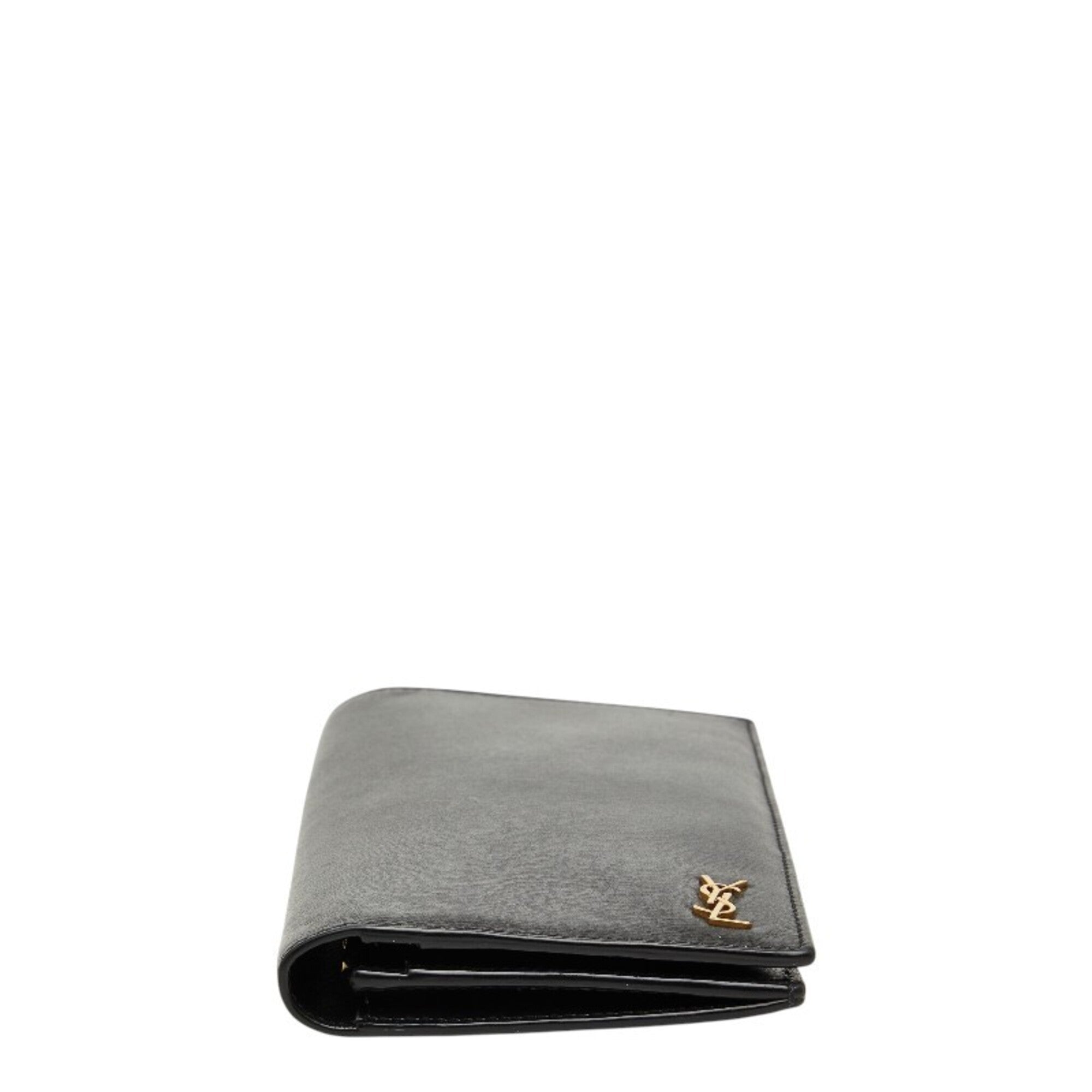 Saint Laurent Black Leather Long Wallet (Bi-Fold) (Pre-Owned)