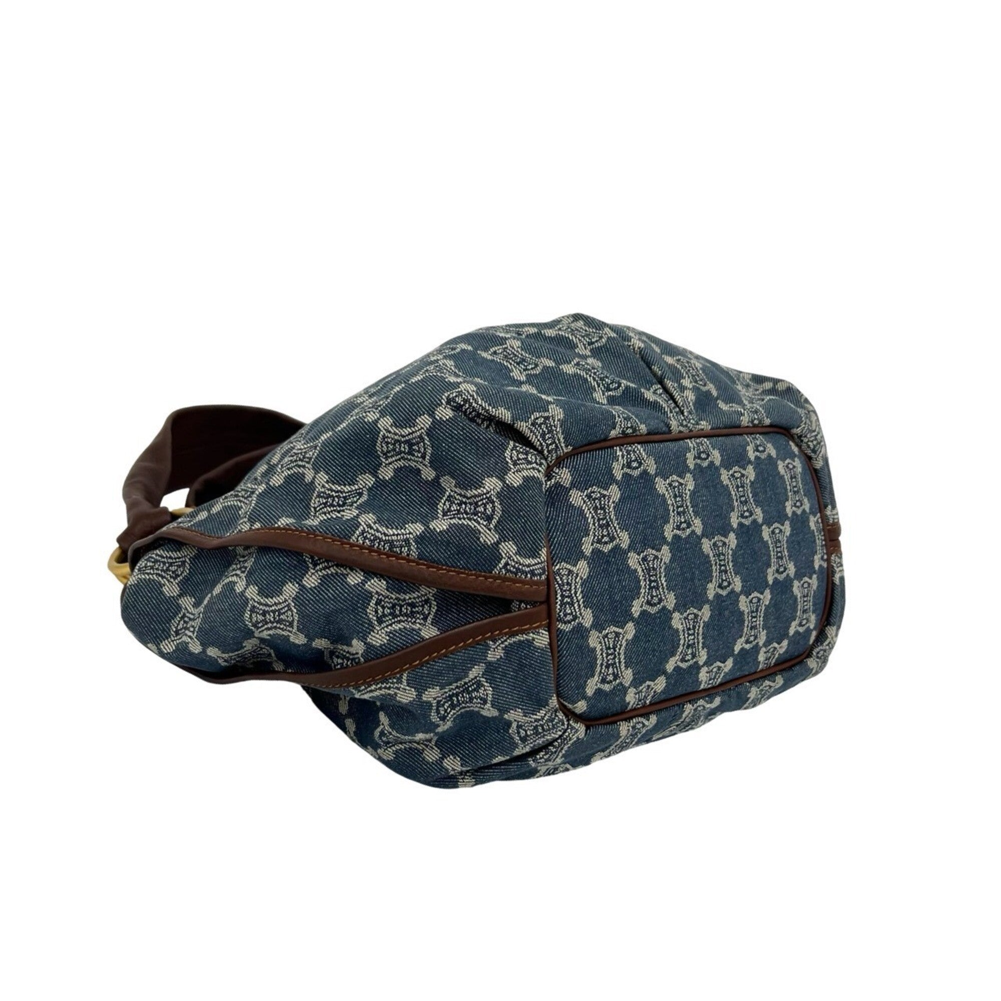 Celine Blue Brown Denim Leather Shoulder Bag (Pre-Owned)