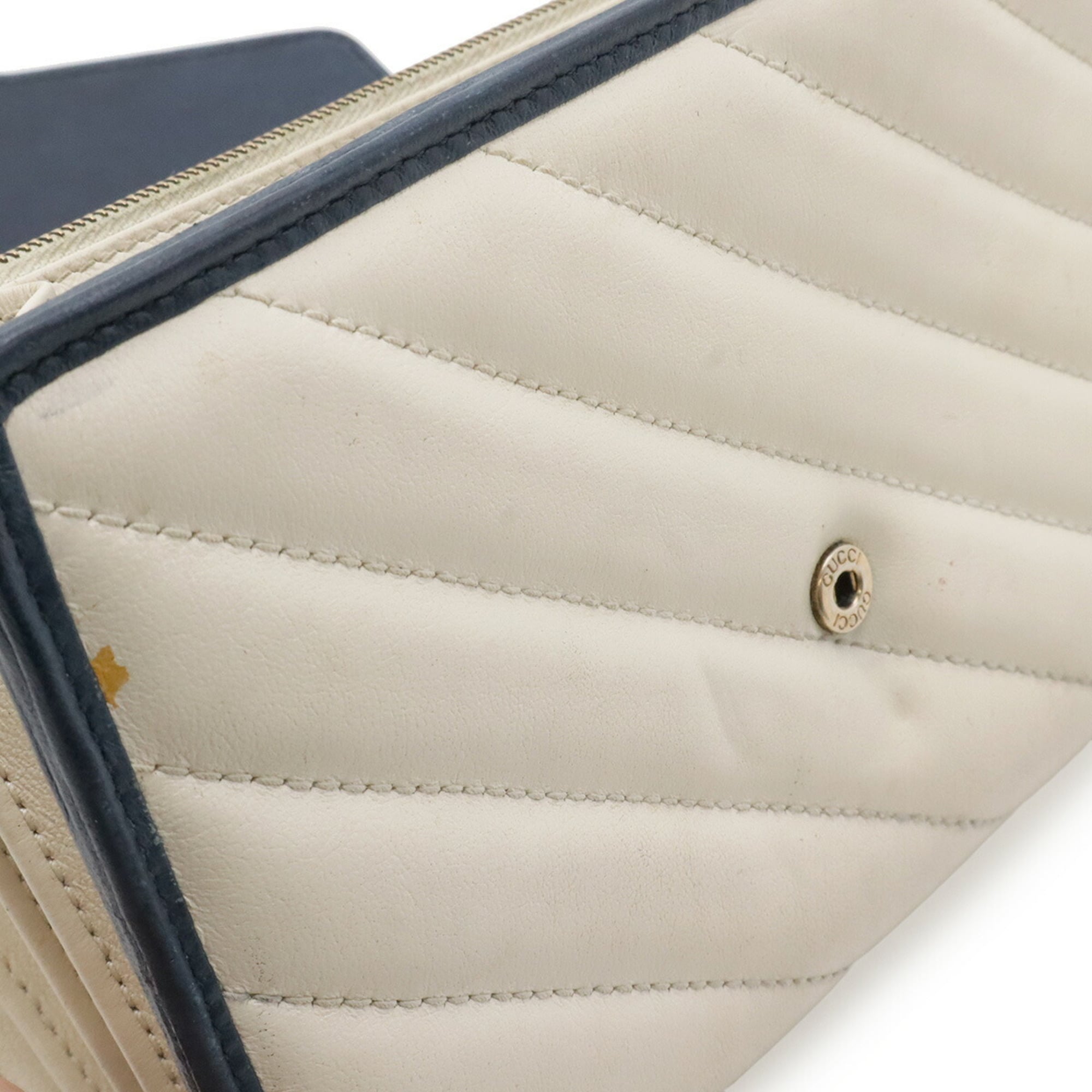 Gucci Gg Marmont Ivory Navy Leather Clutch Bag Pochette Shoulder Bag (Pre-Owned)