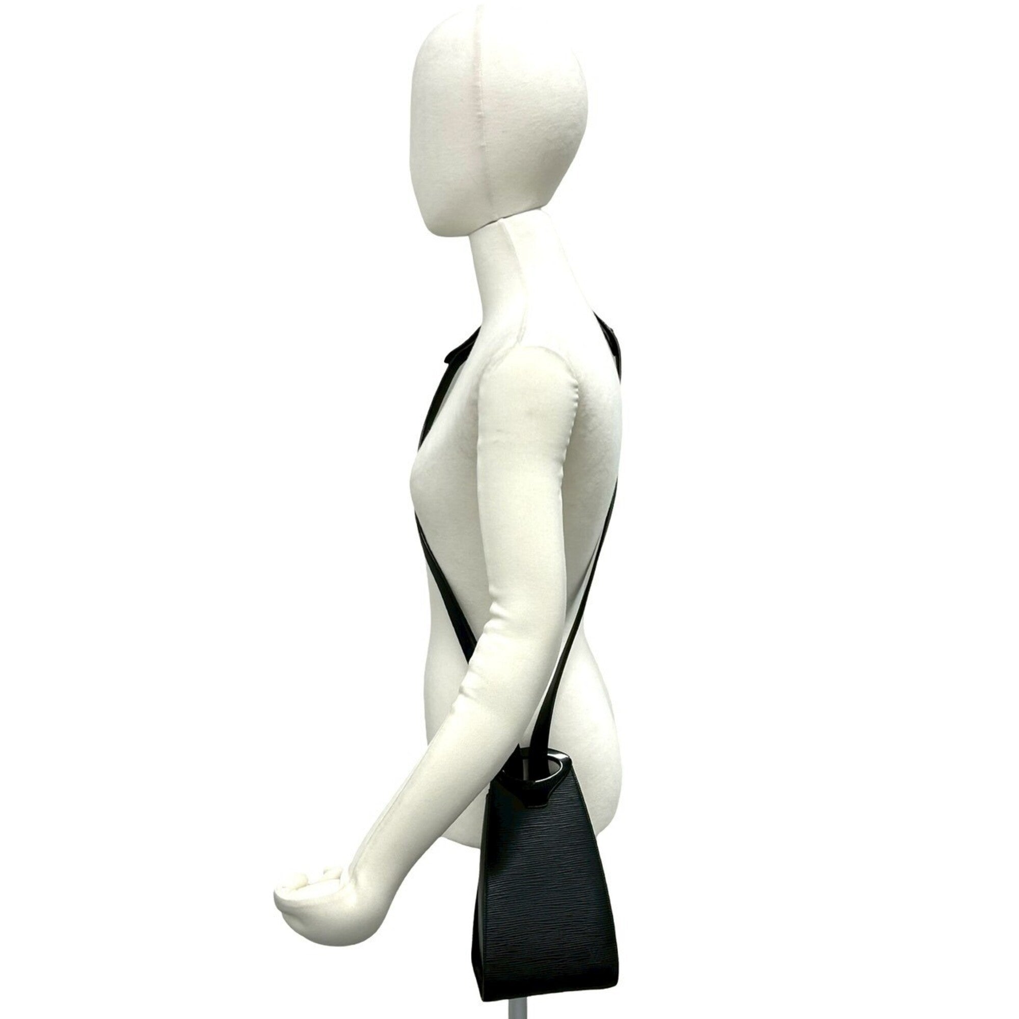 Louis Vuitton Black Leather Handbag Shoulder Bag (Pre-Owned)