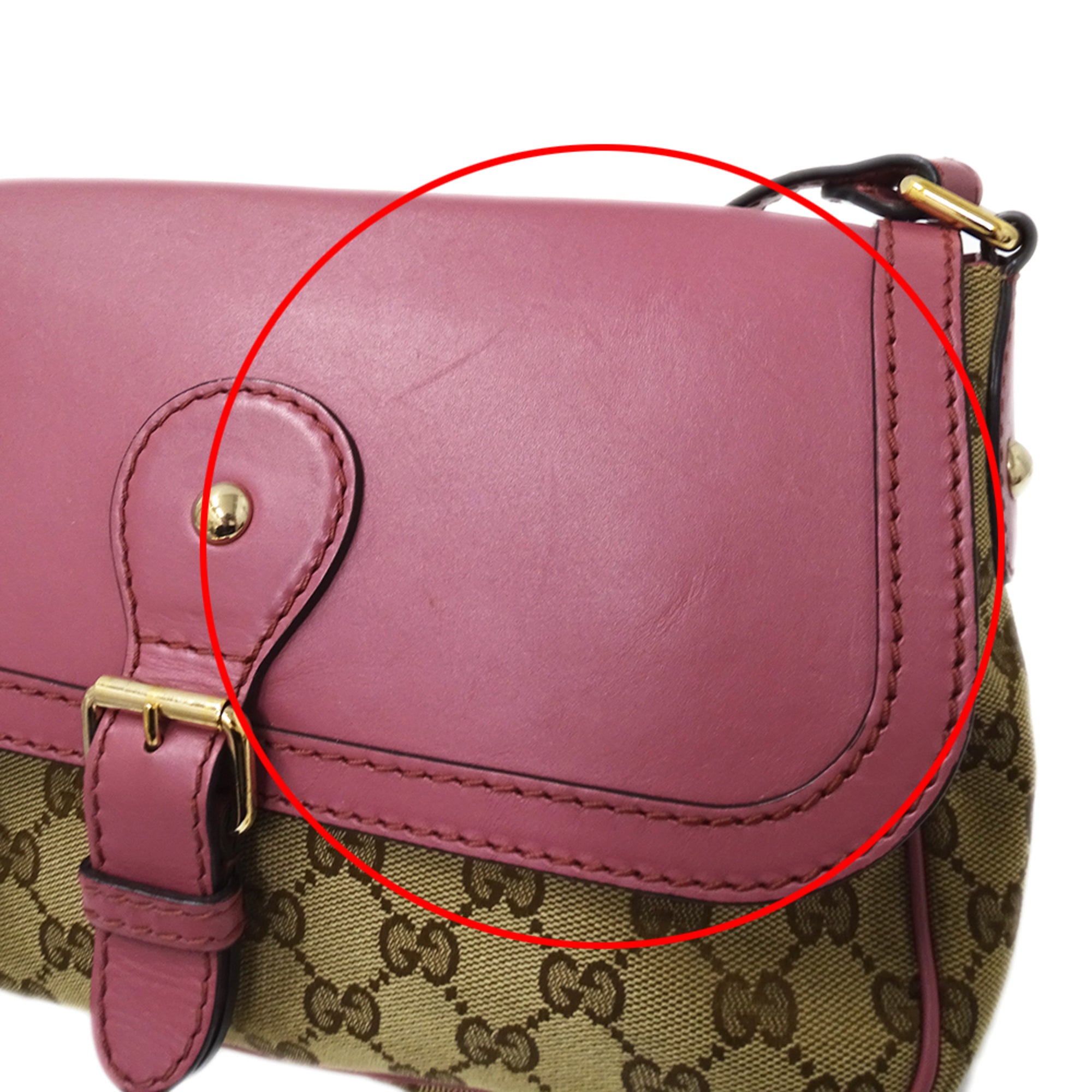 Gucci Gg Canvas Brown Pink Beige Gg Canvas Handbag Messenger Bag Shoulder Bag (Pre-Owned)