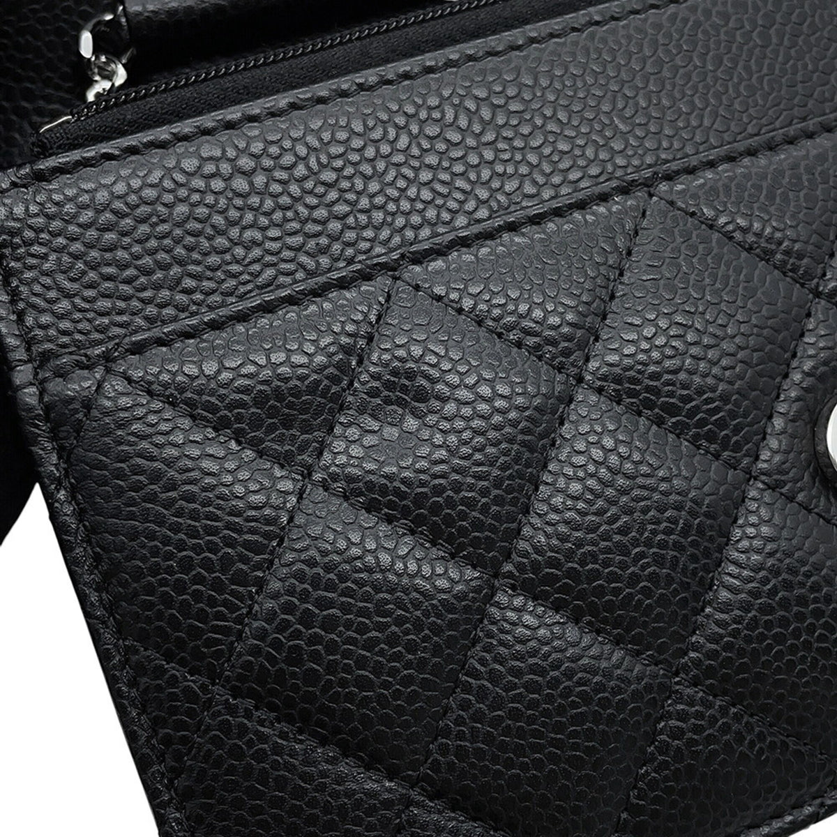 Chanel Black Grained Calfskin Chain/Shoulder Wallet (Pre-Owned)