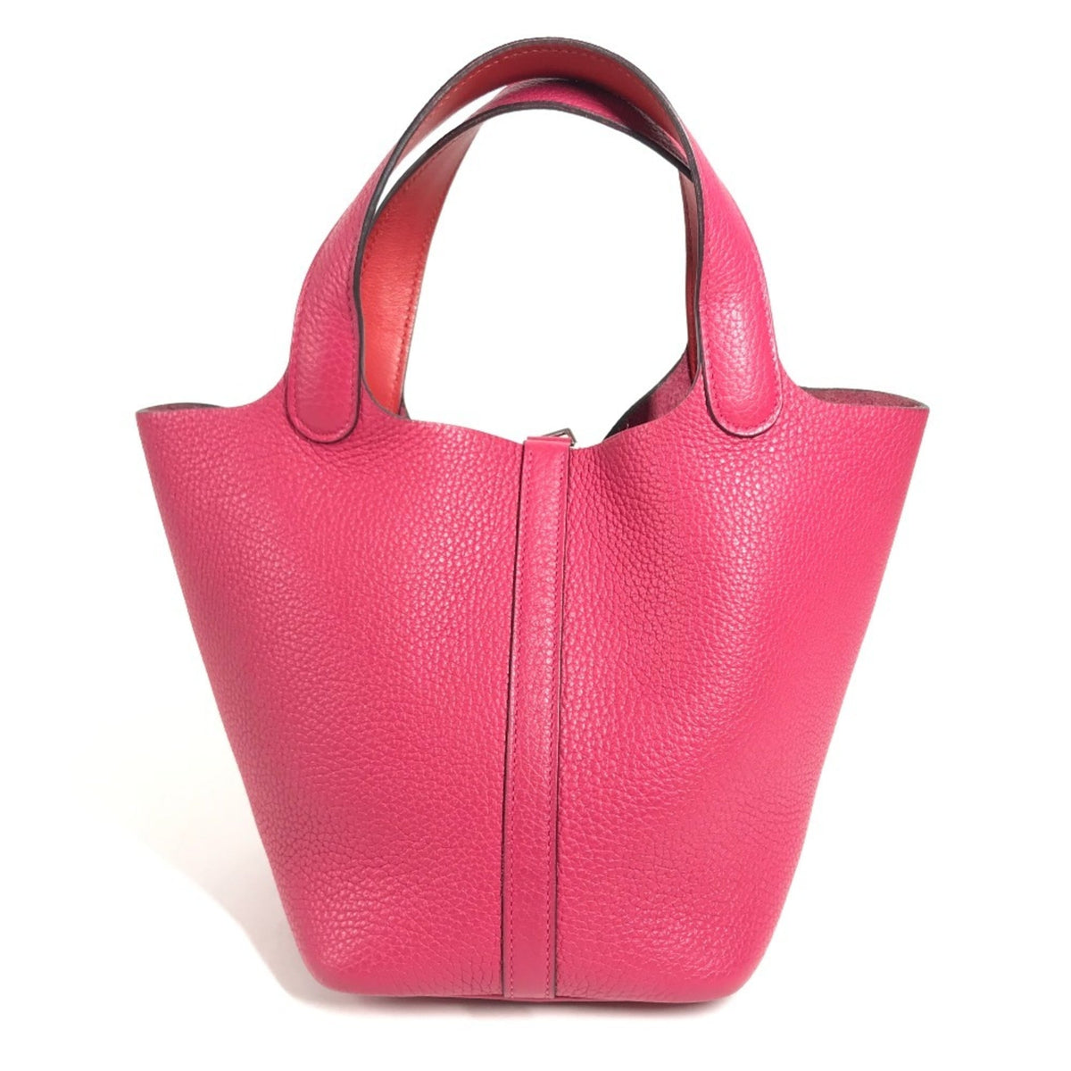 Hermes Pink Red Color Taurillon Clemence Leather Handbag (Pre-Owned)