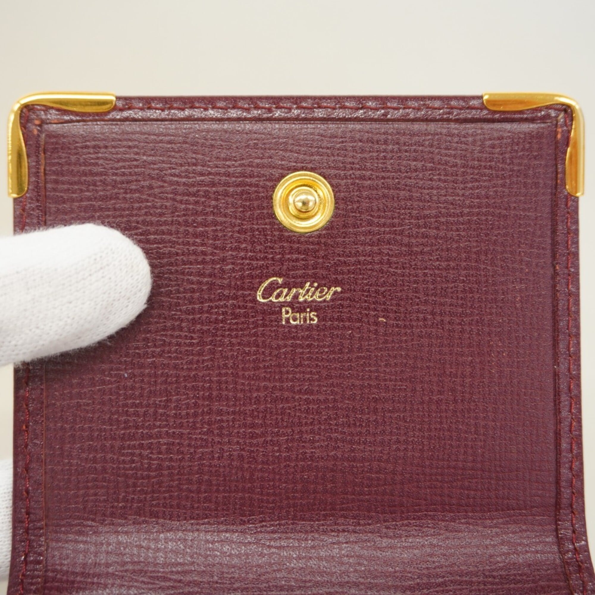 Cartier Bordeaux Leather Coin Purse/Coin Case (Pre-Owned)