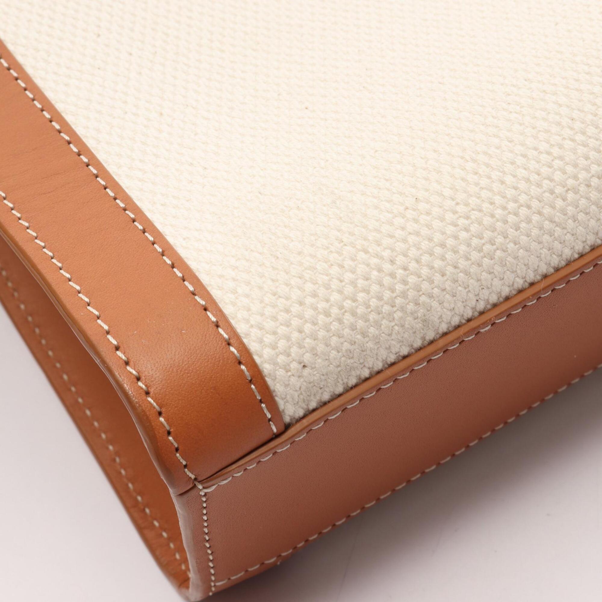 Celine Cabas Brown Ivory Canvas Leather Handbag Tote Bag (Pre-Owned)