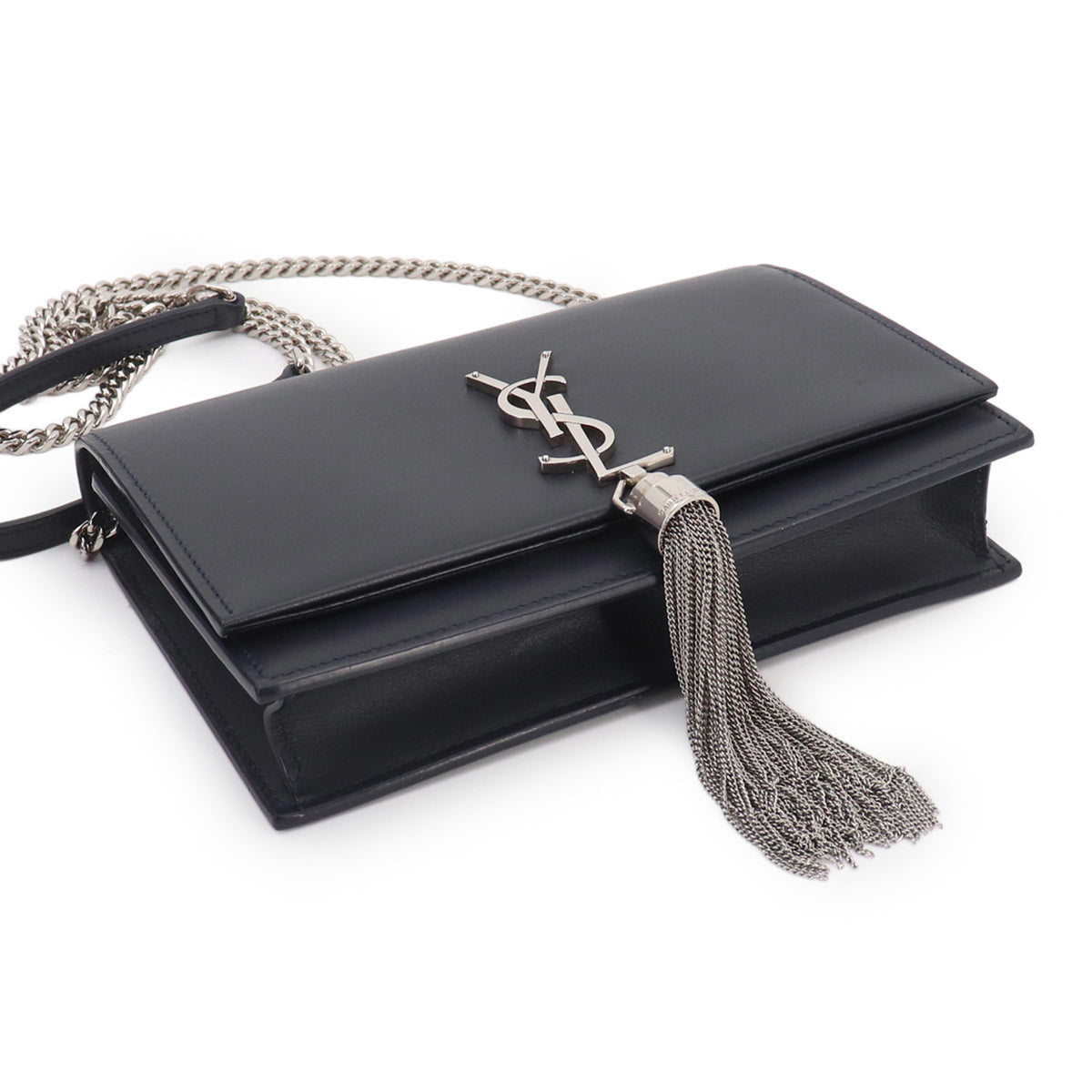 Saint Laurent Navy Leather Chain/Shoulder Wallet (Pre-Owned)