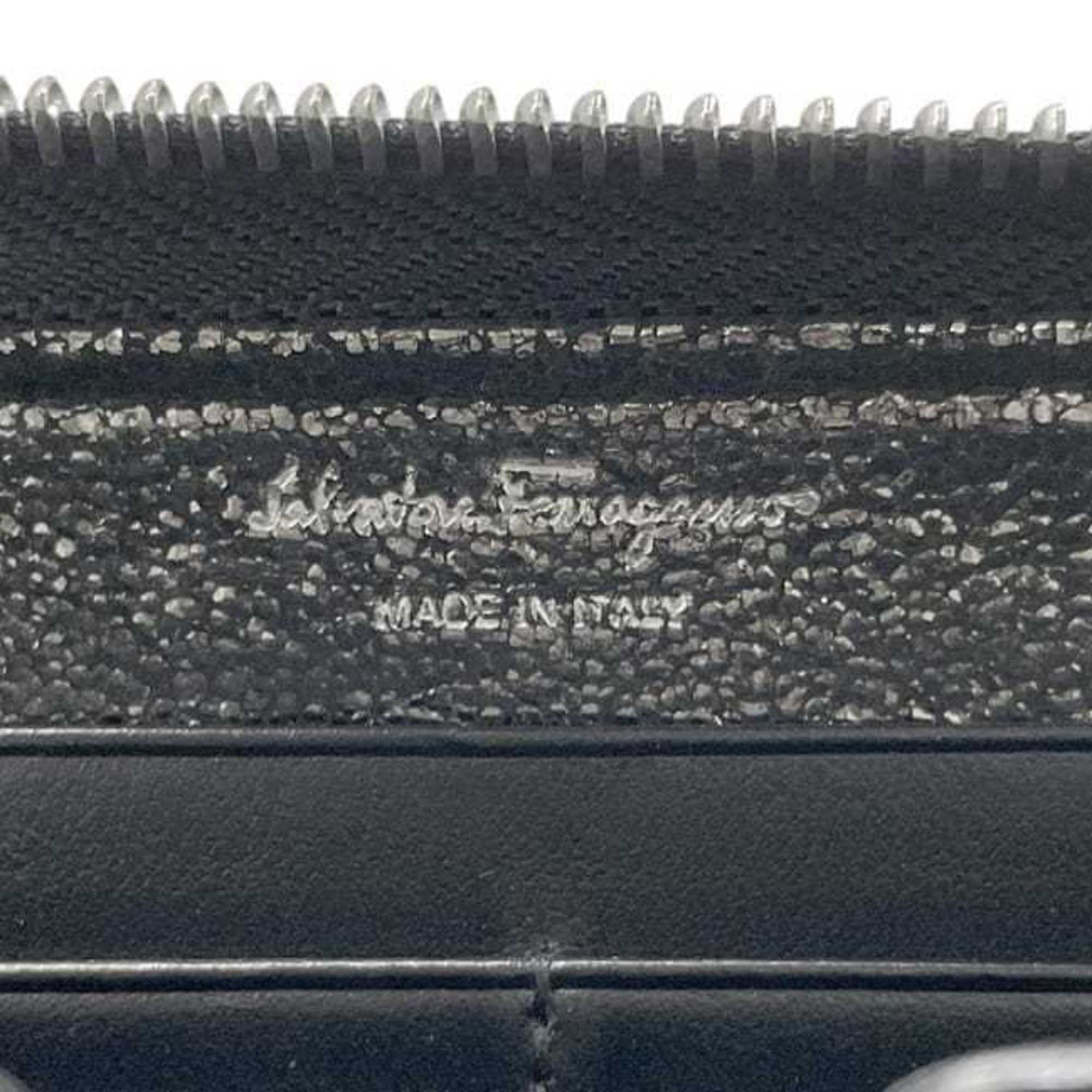 Salvatore Ferragamo Silver Metallic Leather Long Wallet (Bi-Fold) (Pre-Owned)