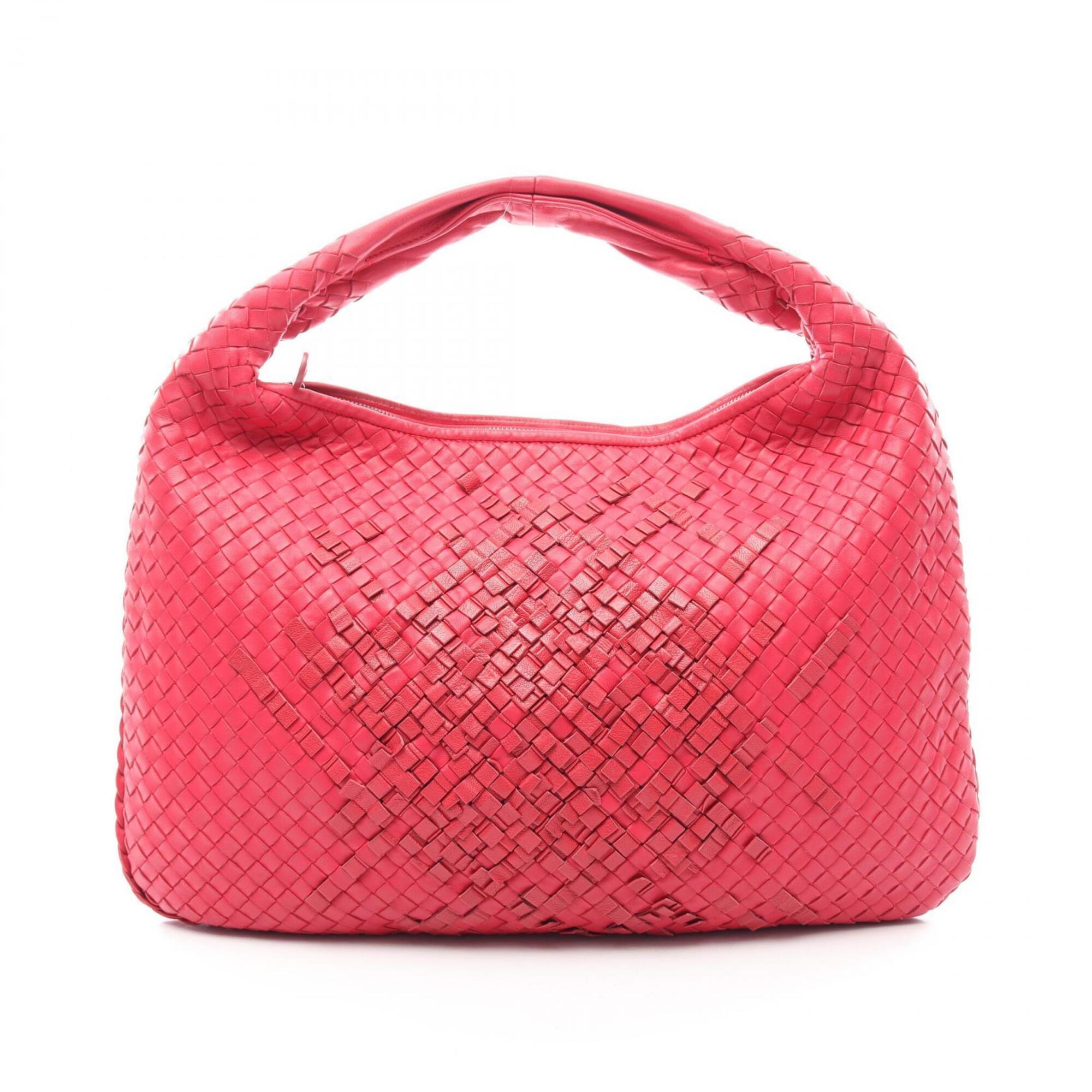 Bottega Veneta Pink Red Color Leather Handbag (Pre-Owned)