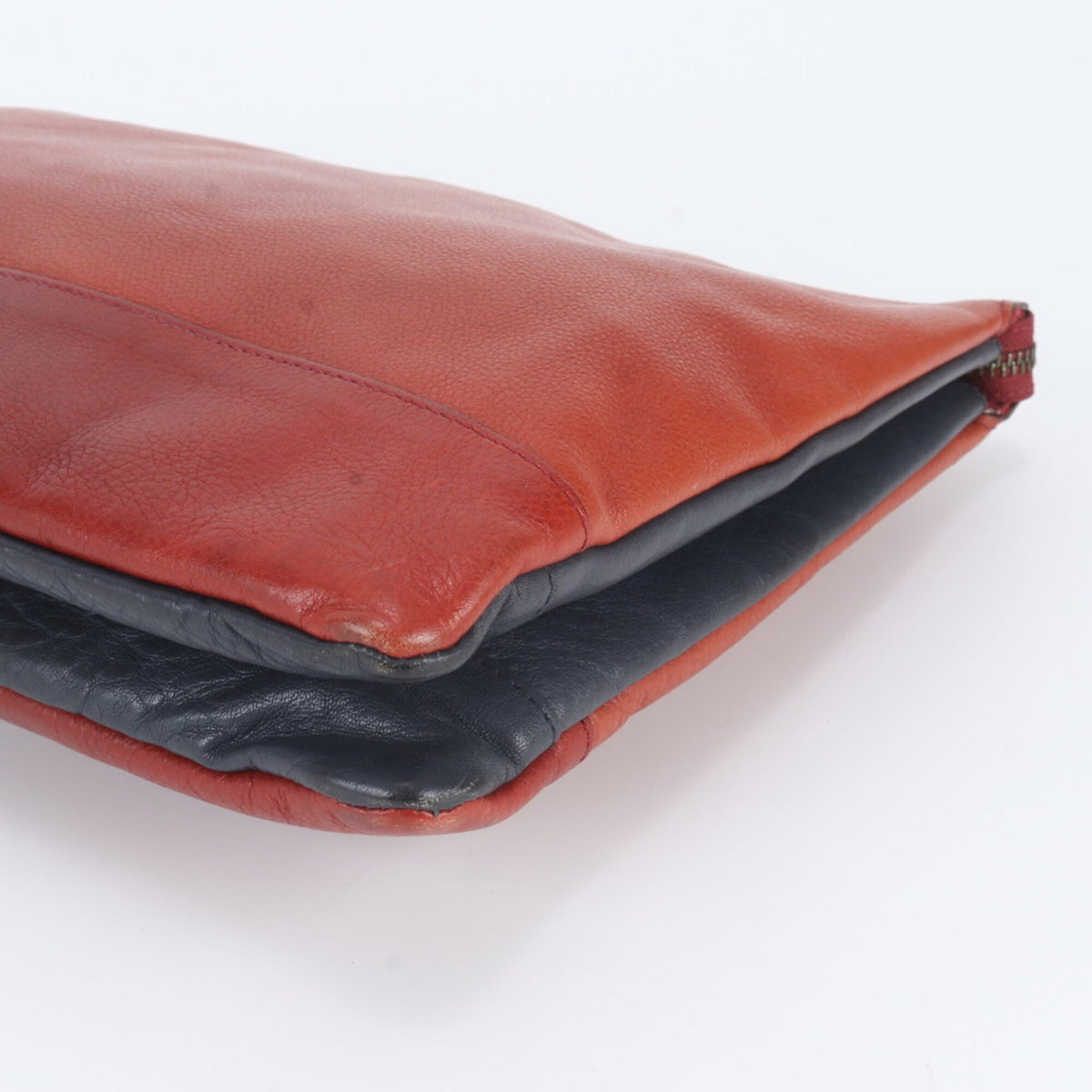 Burberry Red Color Leather Clutch Bag Pouch (Pre-Owned)