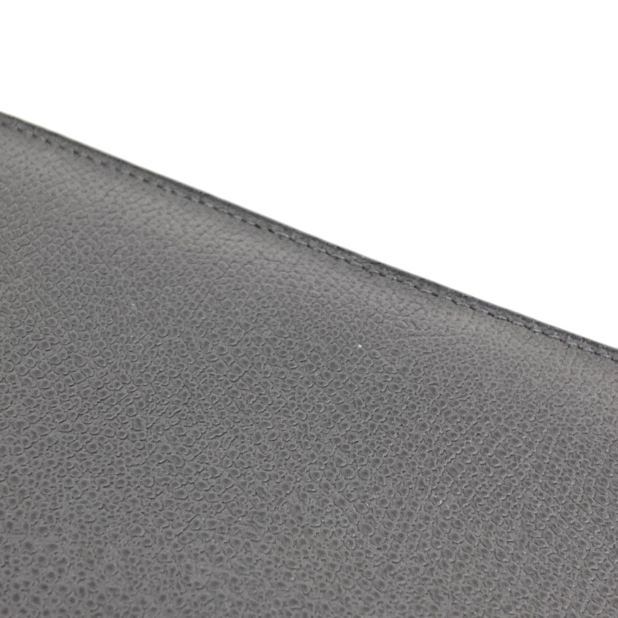 Valextra Gray Leather Long Wallet (Bi-Fold) (Pre-Owned)