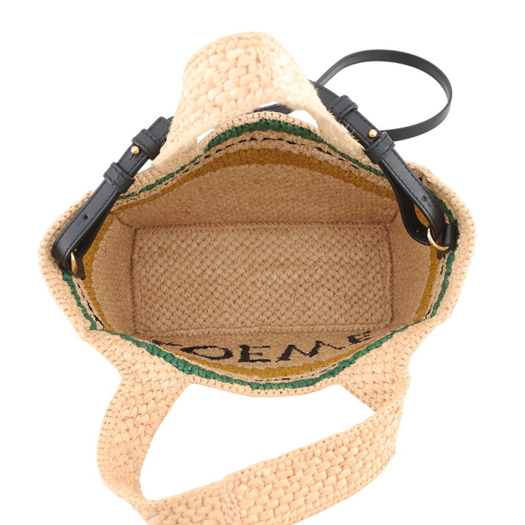 Loewe Beige Multi-Color Raffia Leather Handbag Shoulder Bag Tote Bag (Pre-Owned)