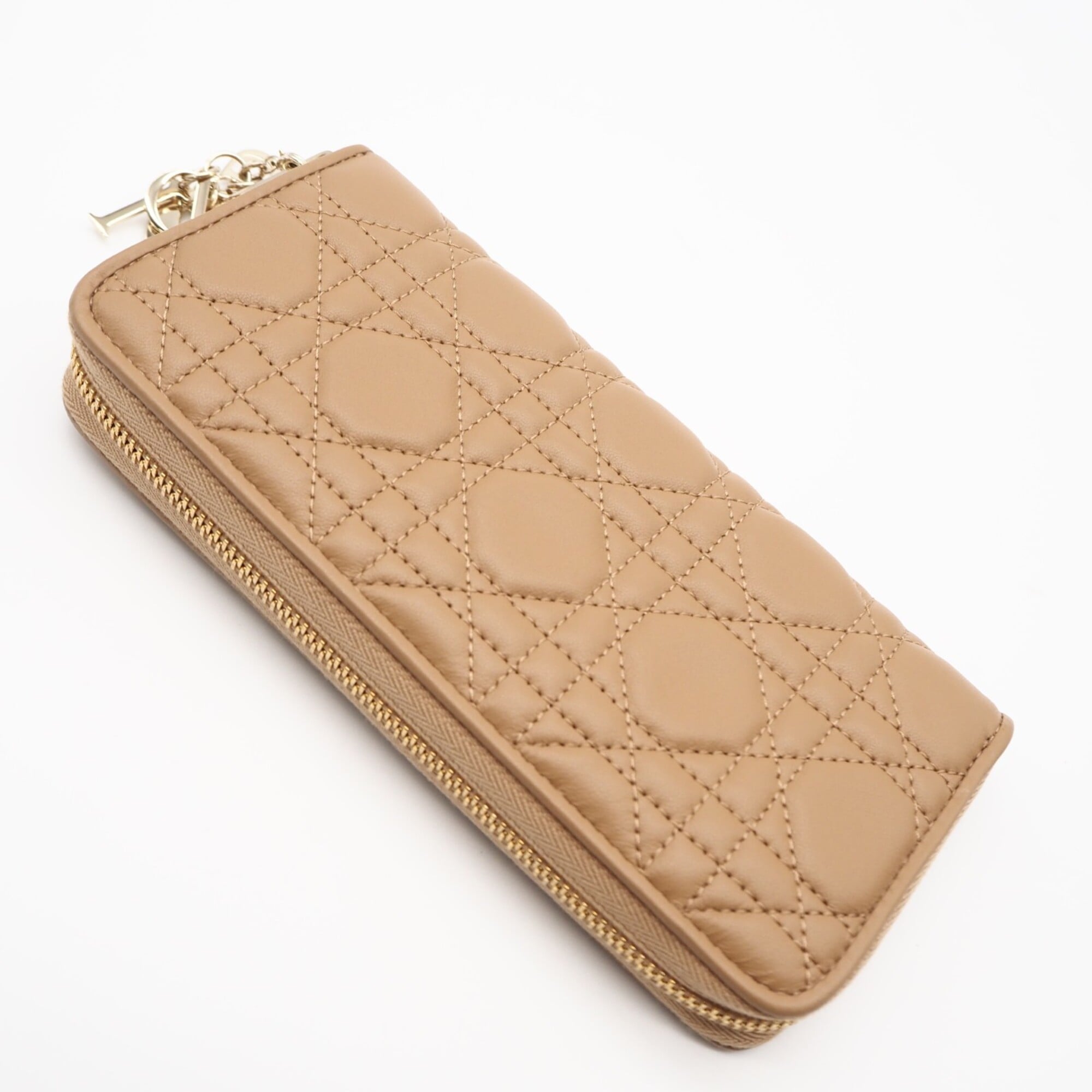 Christian Dior Lady Dior Beige Bow Coin Purse/Coin Case (Pre-Owned)