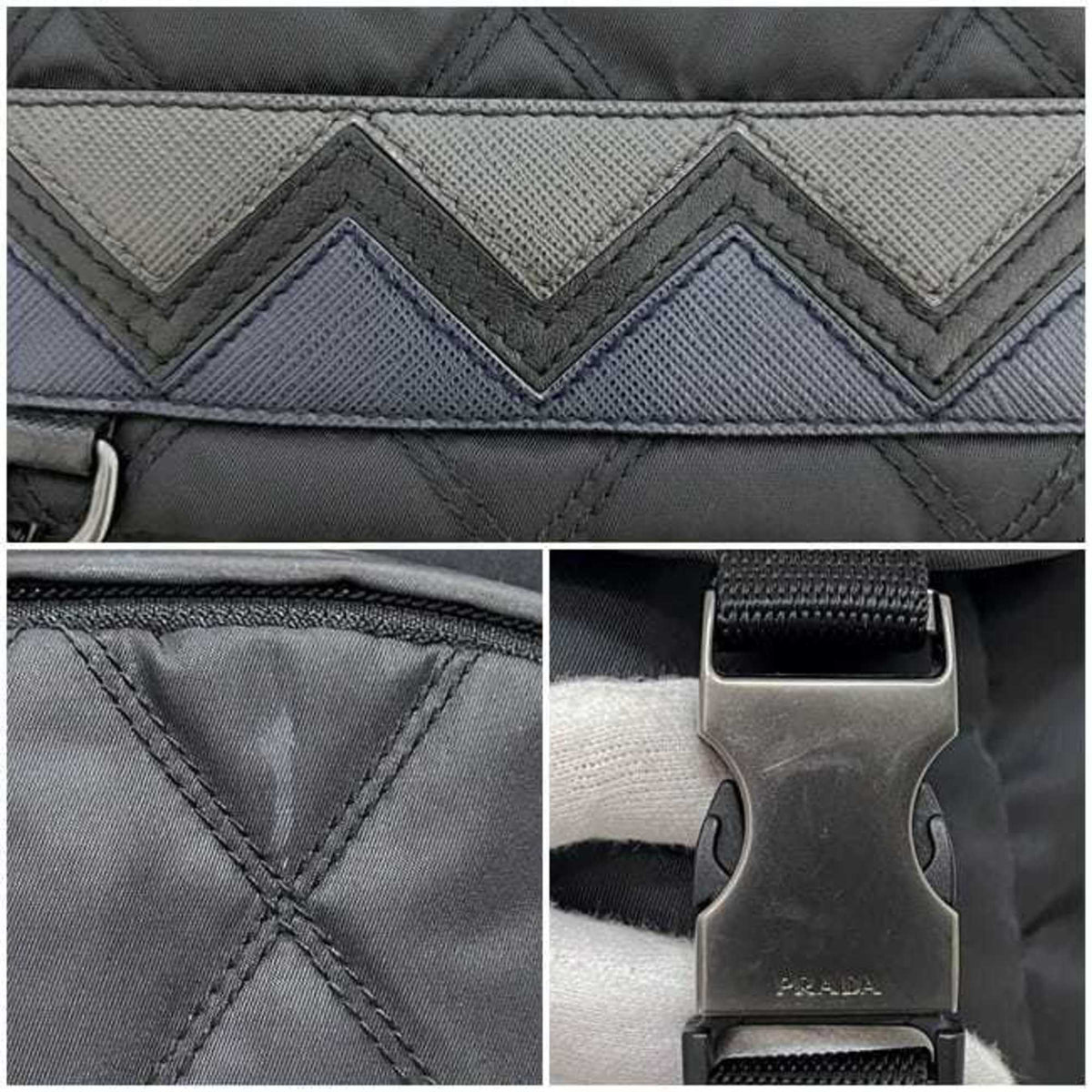 Prada Black Nero Nylon Leather Backpack (Pre-Owned)