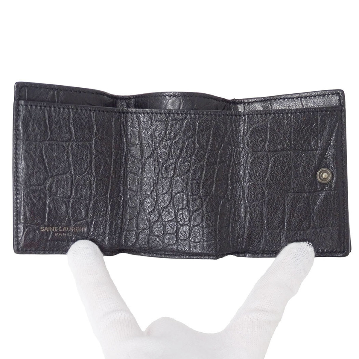 Saint Laurent Black Leather Wallet (Tri-Fold) (Pre-Owned)