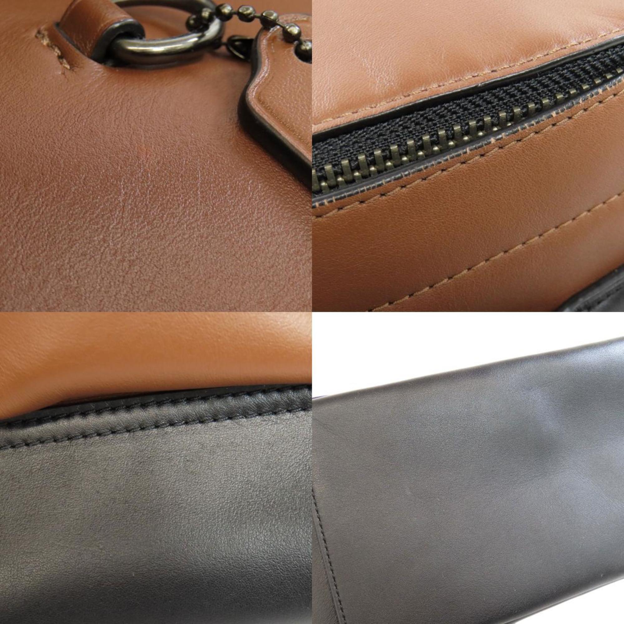 Coach Black Brown Leather Backpack (Pre-Owned)