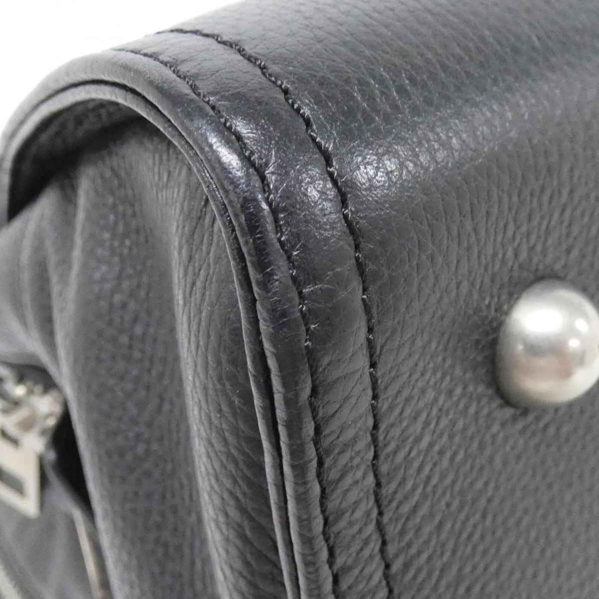 Loewe Black Leather Denim Canvas Handbag (Pre-Owned)