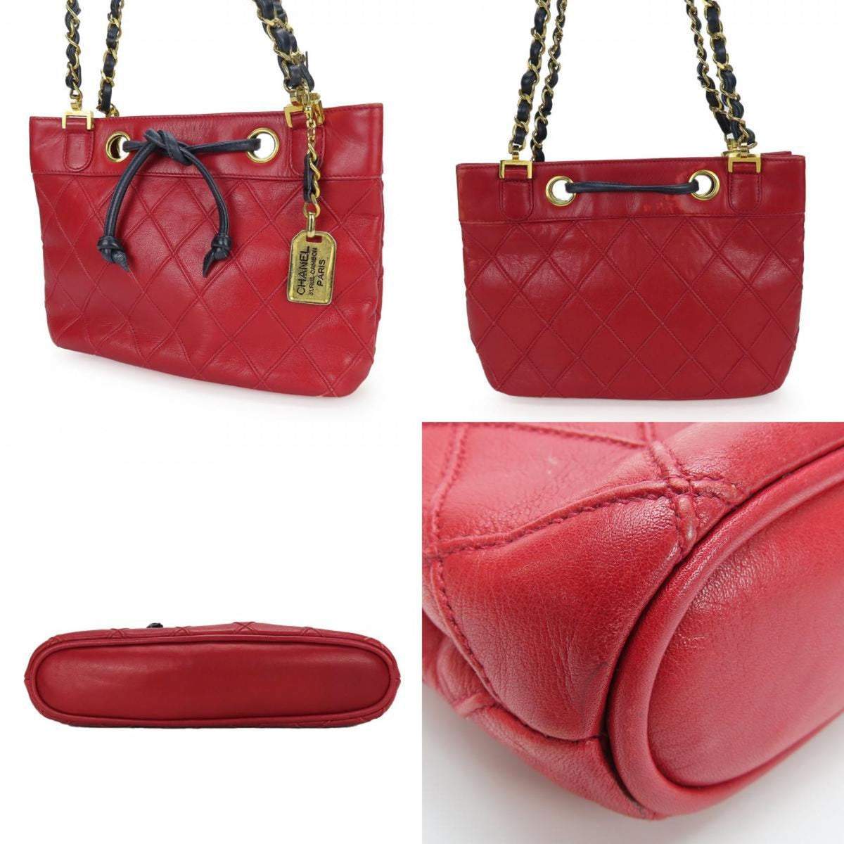 Chanel Bicolor Red Color Leather Shoulder Bag (Pre-Owned)