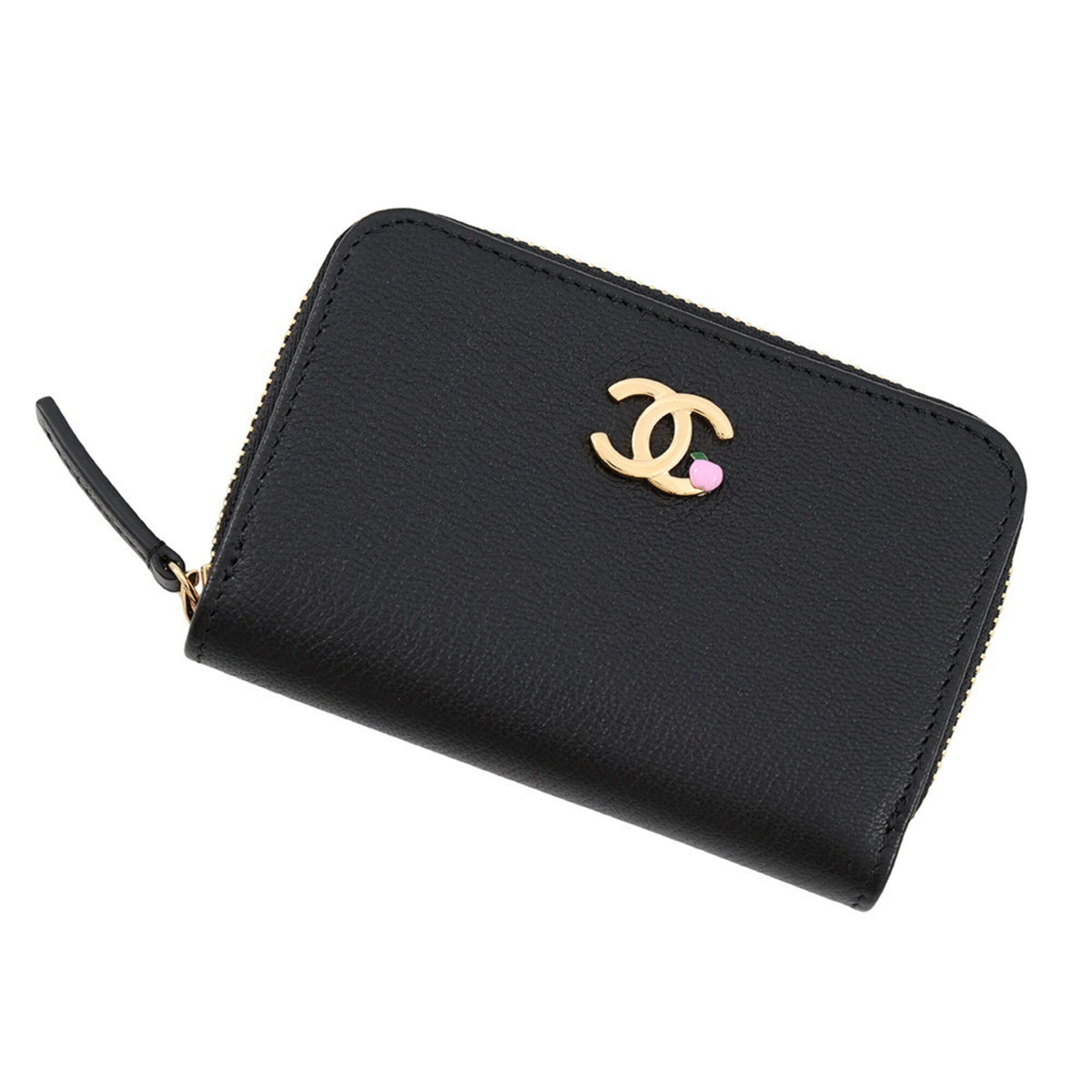 Chanel Black Leather Coin Purse/Coin Case (Pre-Owned)