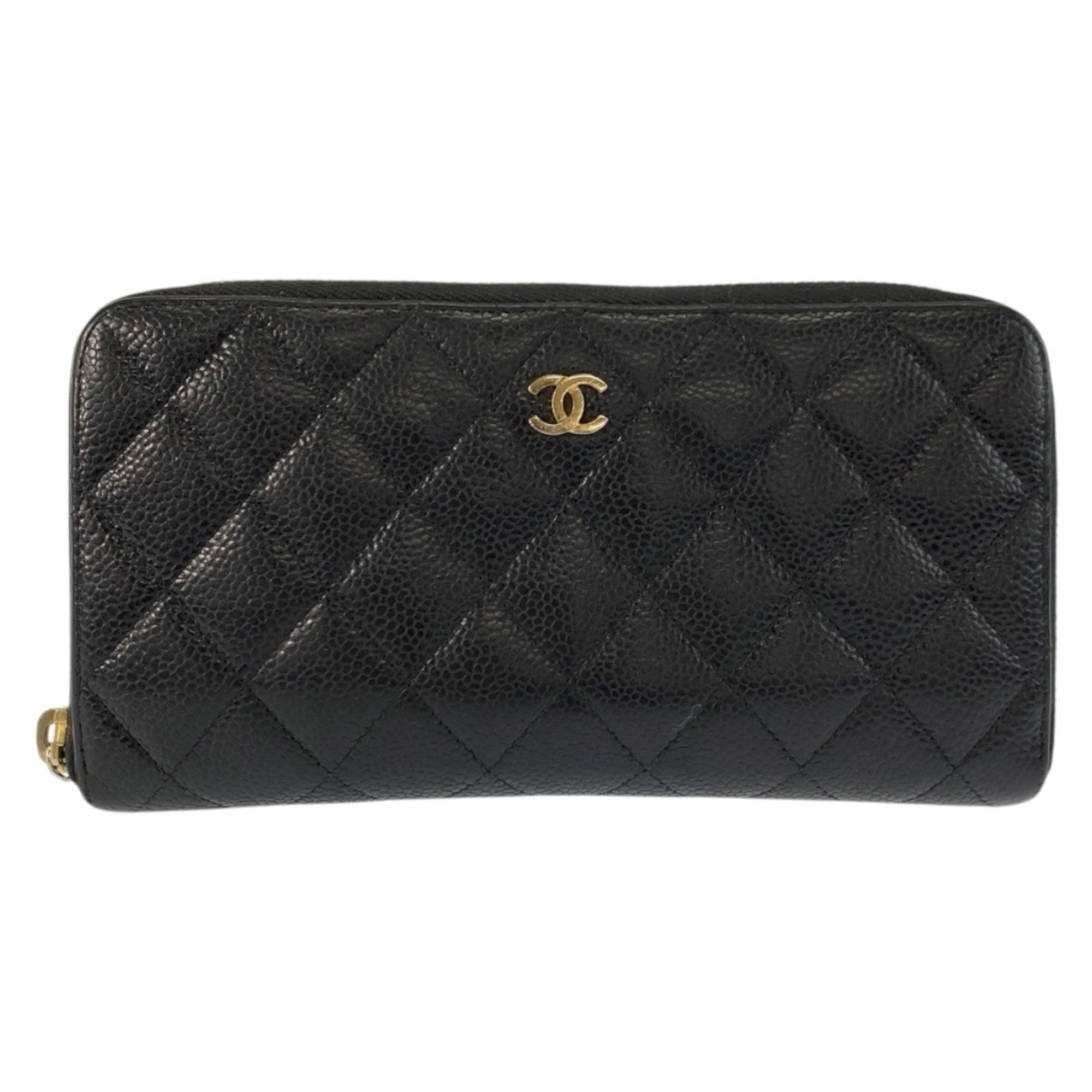 Chanel Black Leather Long Wallet (Bi-Fold) (Pre-Owned)