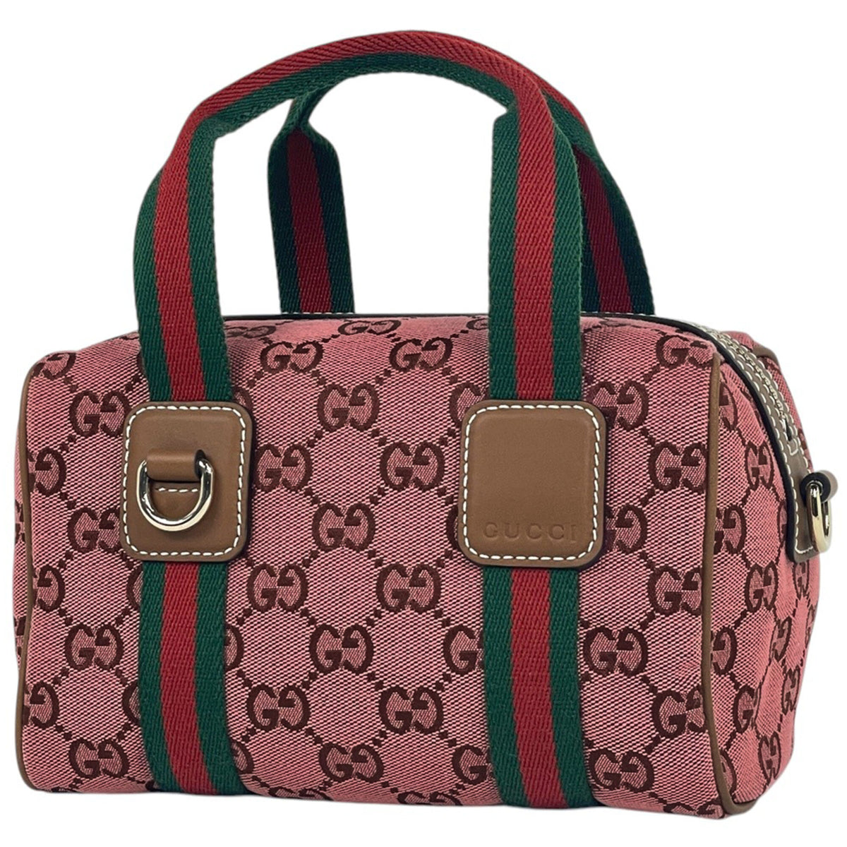 Gucci Sherry Line Pink Gg Canvas Leather Handbag (Pre-Owned)