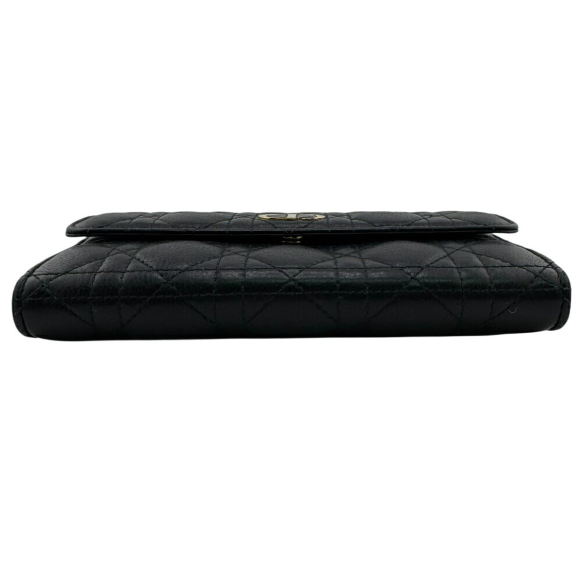 Christian Dior Black Leather Long Wallet (Tri-Fold) (Pre-Owned)