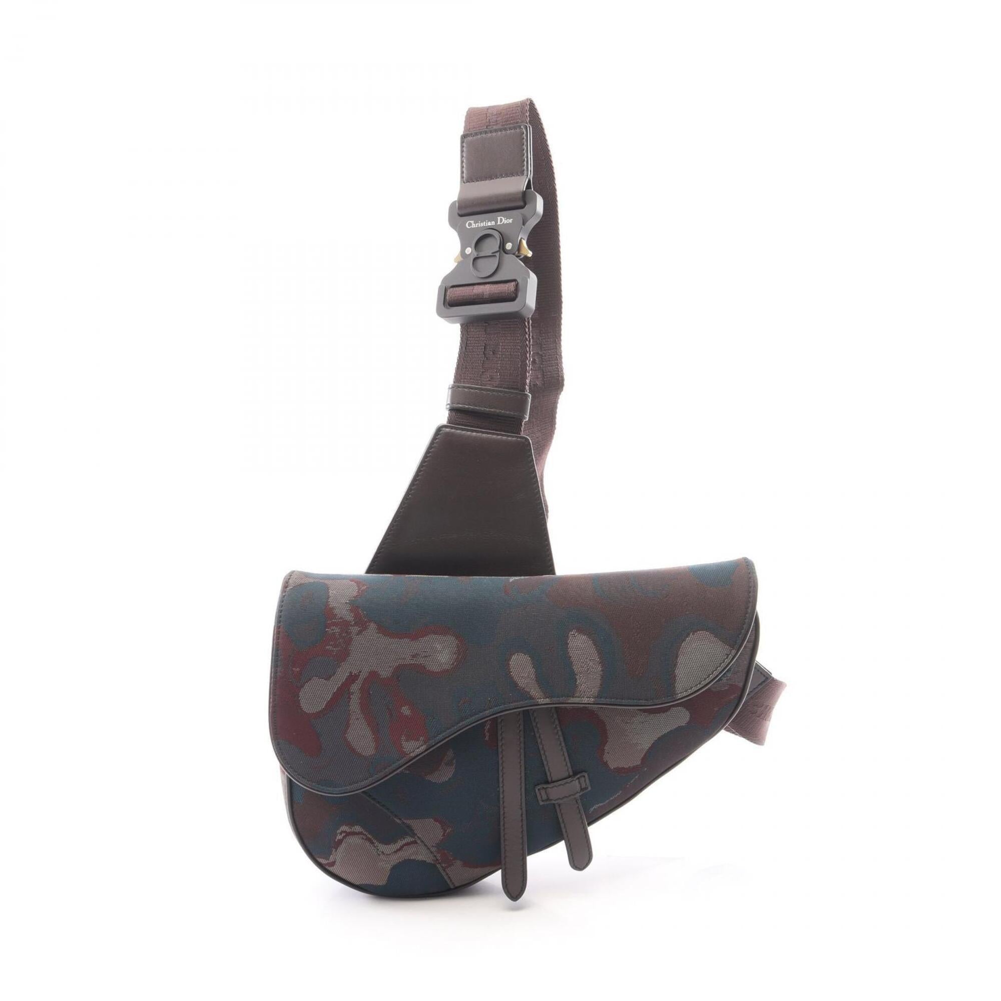 Christian Dior Brown Multi-Color Canvas Leather Fanny Pack Handbag Saddle Bag (Pre-Owned)