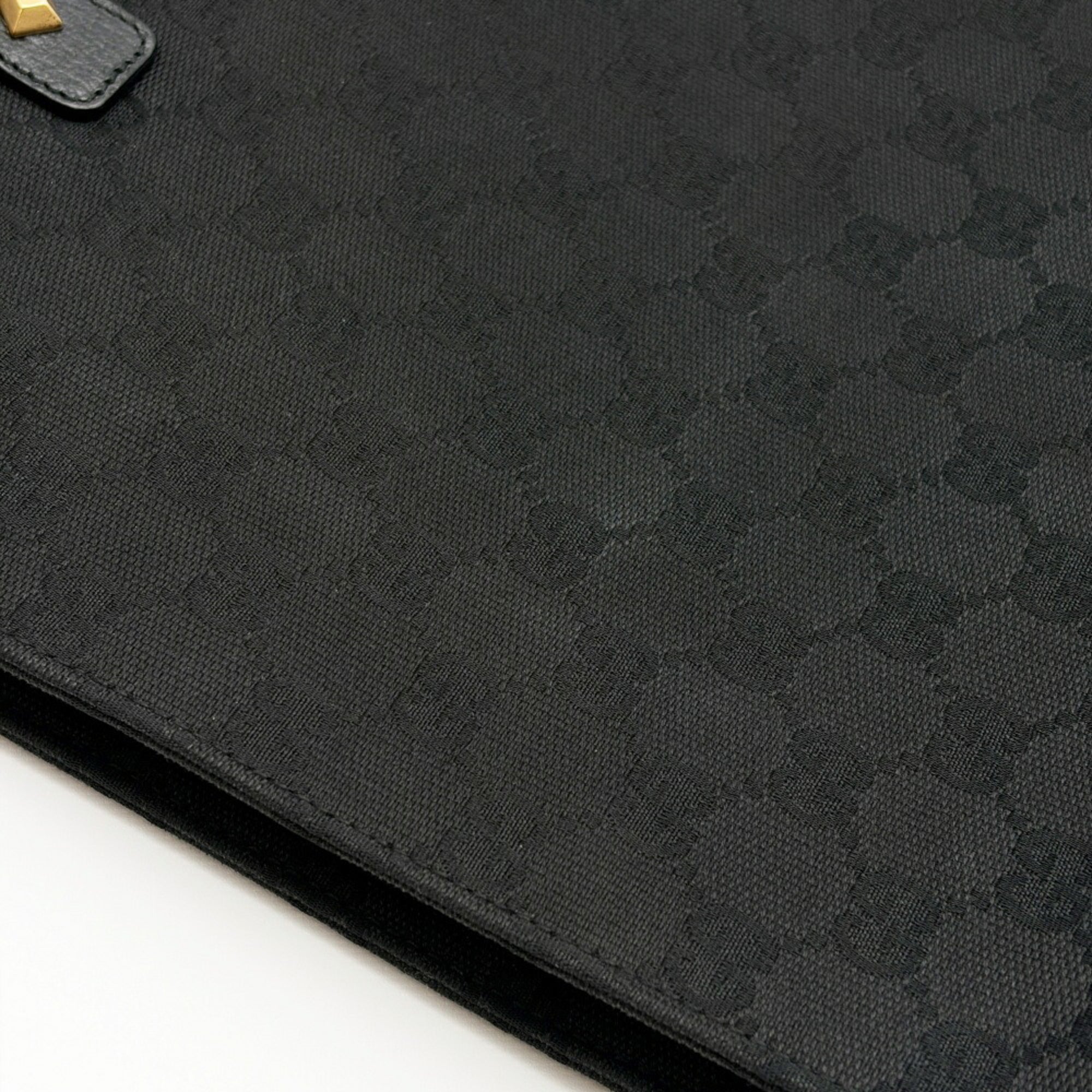 Gucci Black Gg Canvas Leather Tote Bag (Pre-Owned)