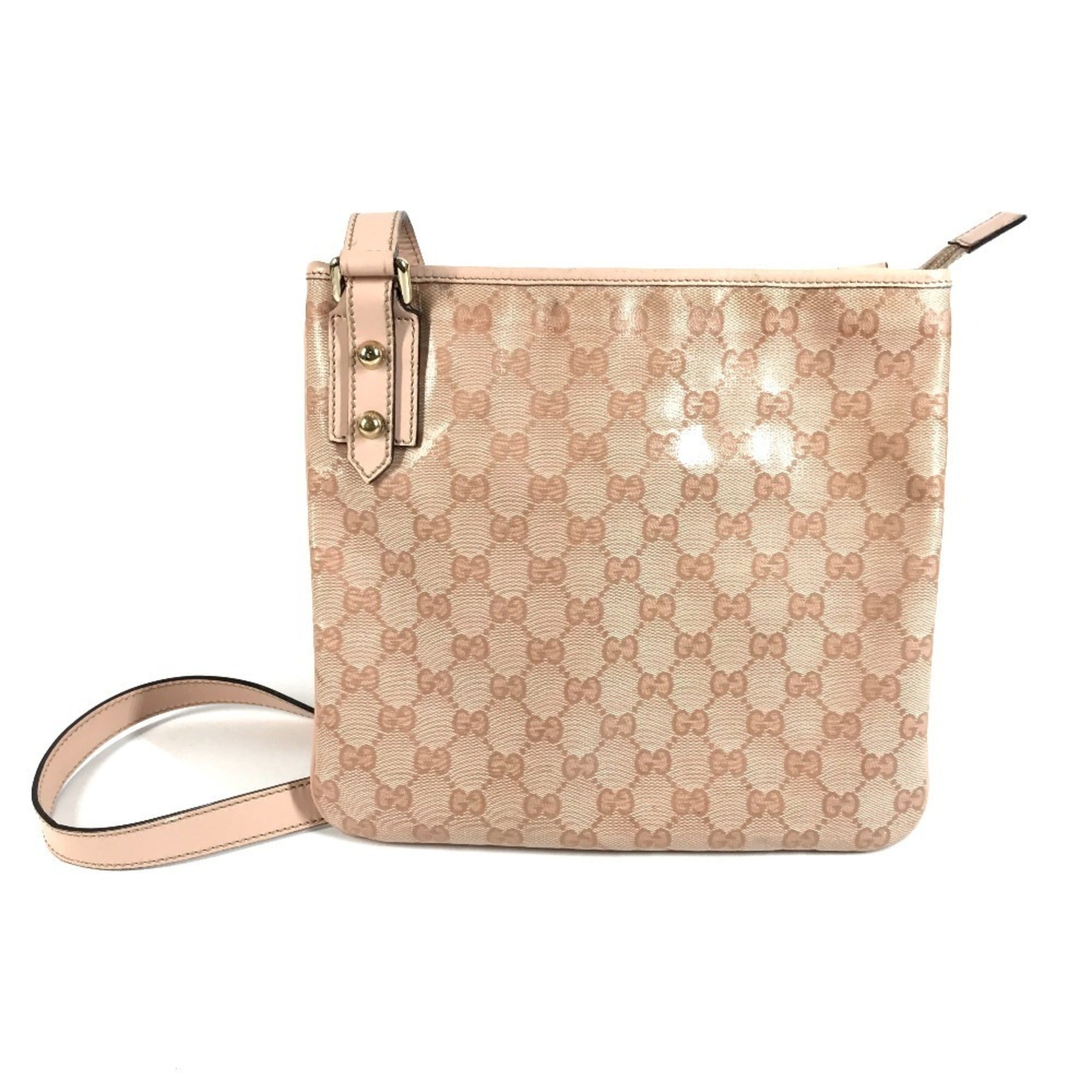 Gucci Pink Leather Coated Canvas Pochette Shoulder Bag (Pre-Owned)