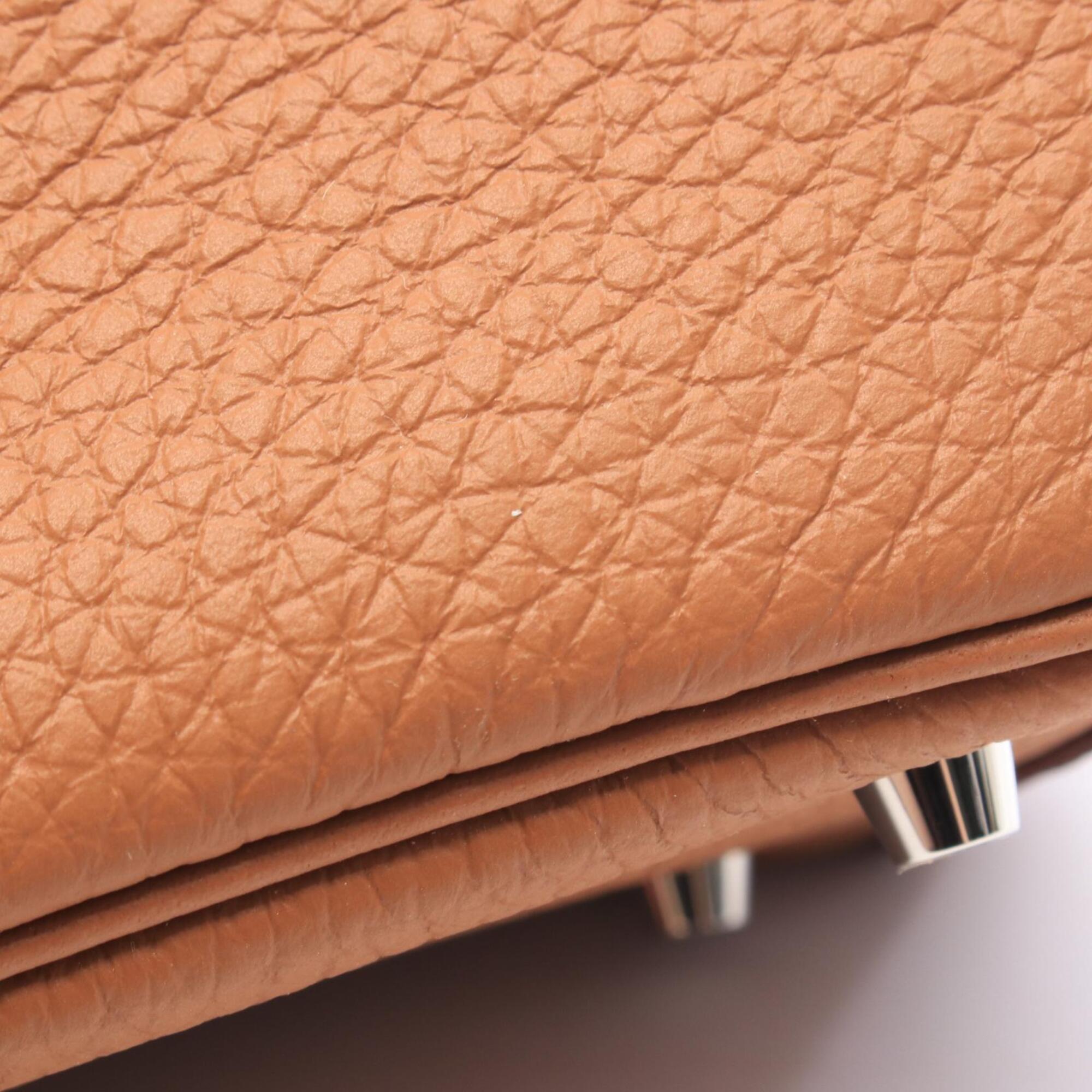 Hermes Brown Gold Taurillon Clemence Leather Leather Handbag Shoulder Bag (Pre-Owned)