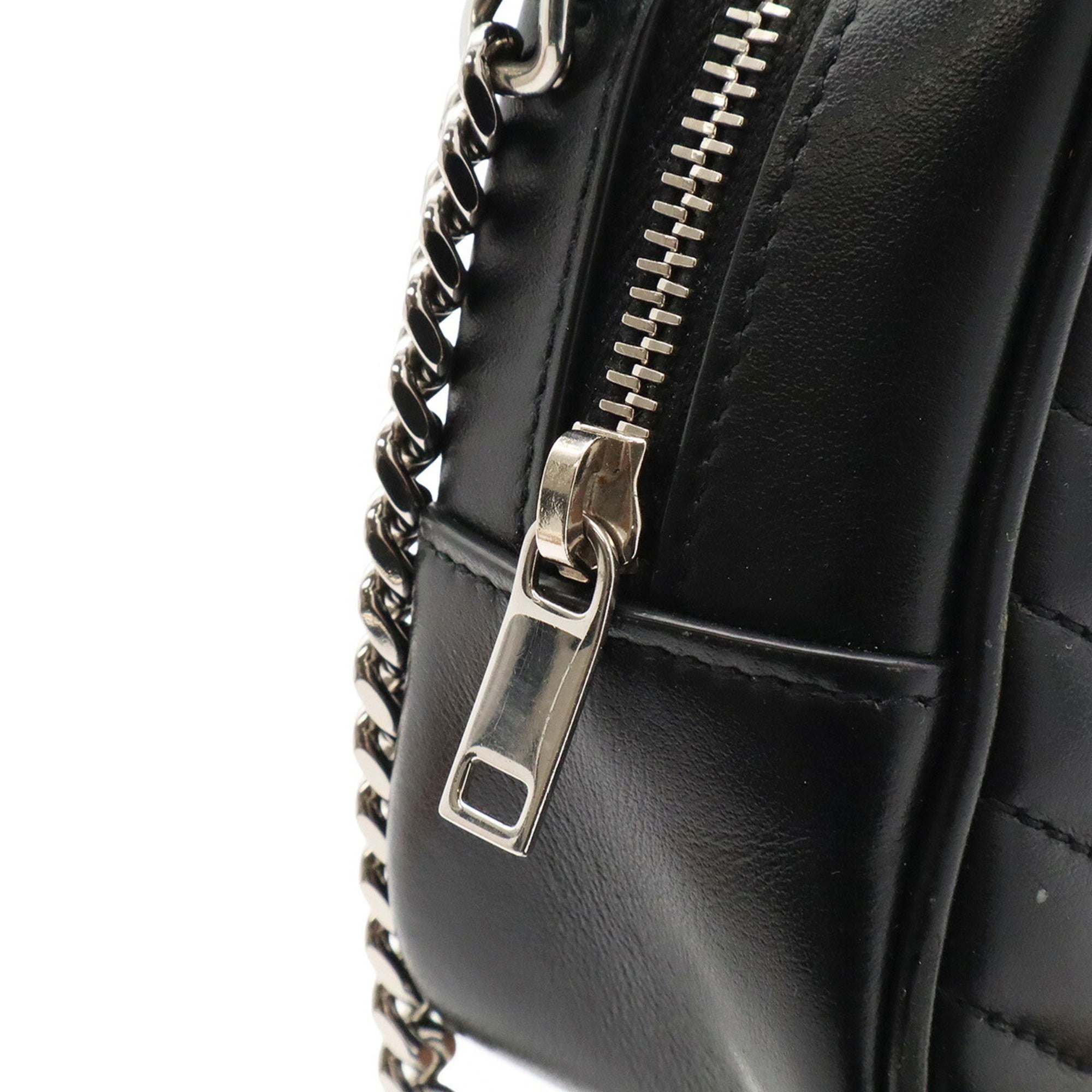 Yves Saint Laurent Black White Leather Shoulder Bag (Pre-Owned)