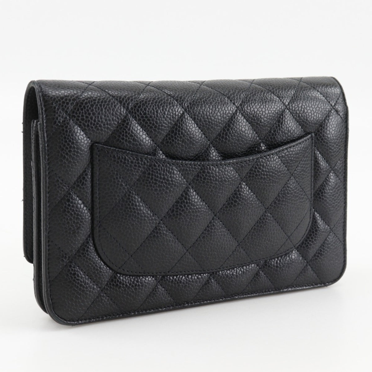 Chanel Black Grained Calfskin Chain/Shoulder Wallet (Pre-Owned)