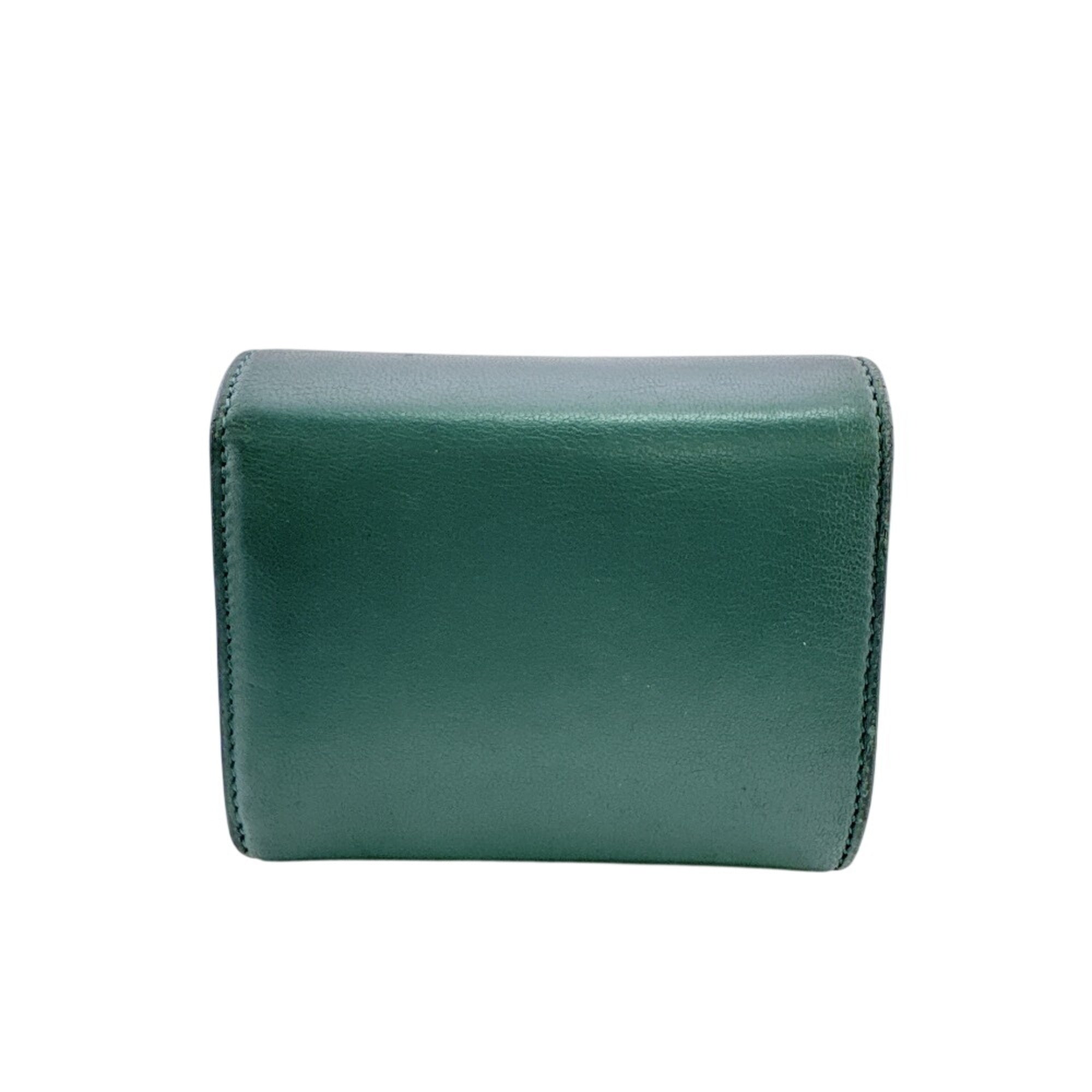 Celine Green Leather Wallet (Tri-Fold) (Pre-Owned)